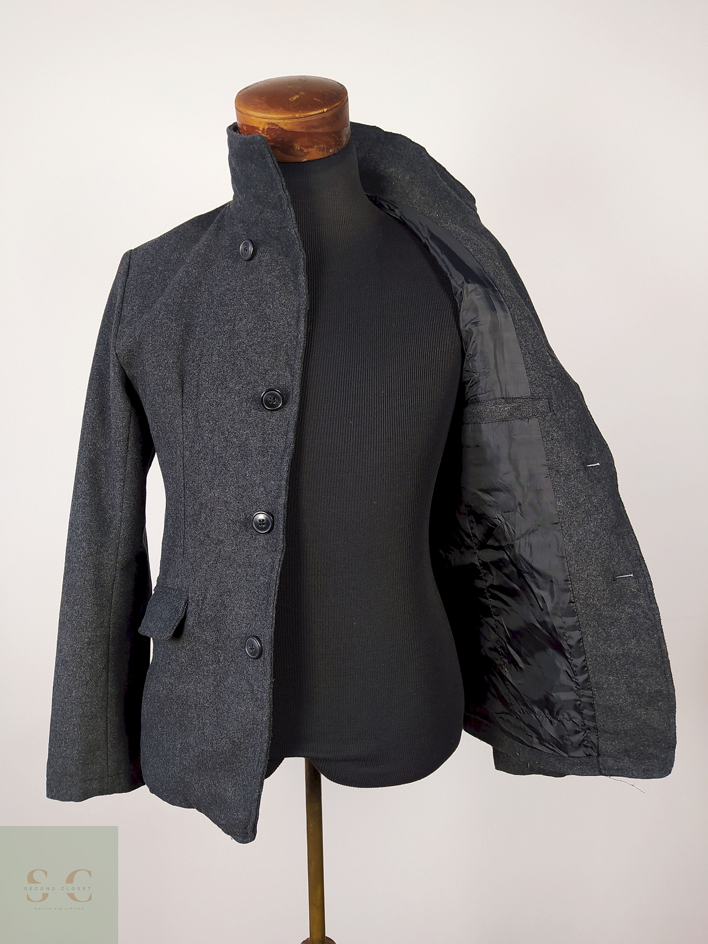 Abrigo lana chaqueta hombre PLOMO Talla XS BENO  3