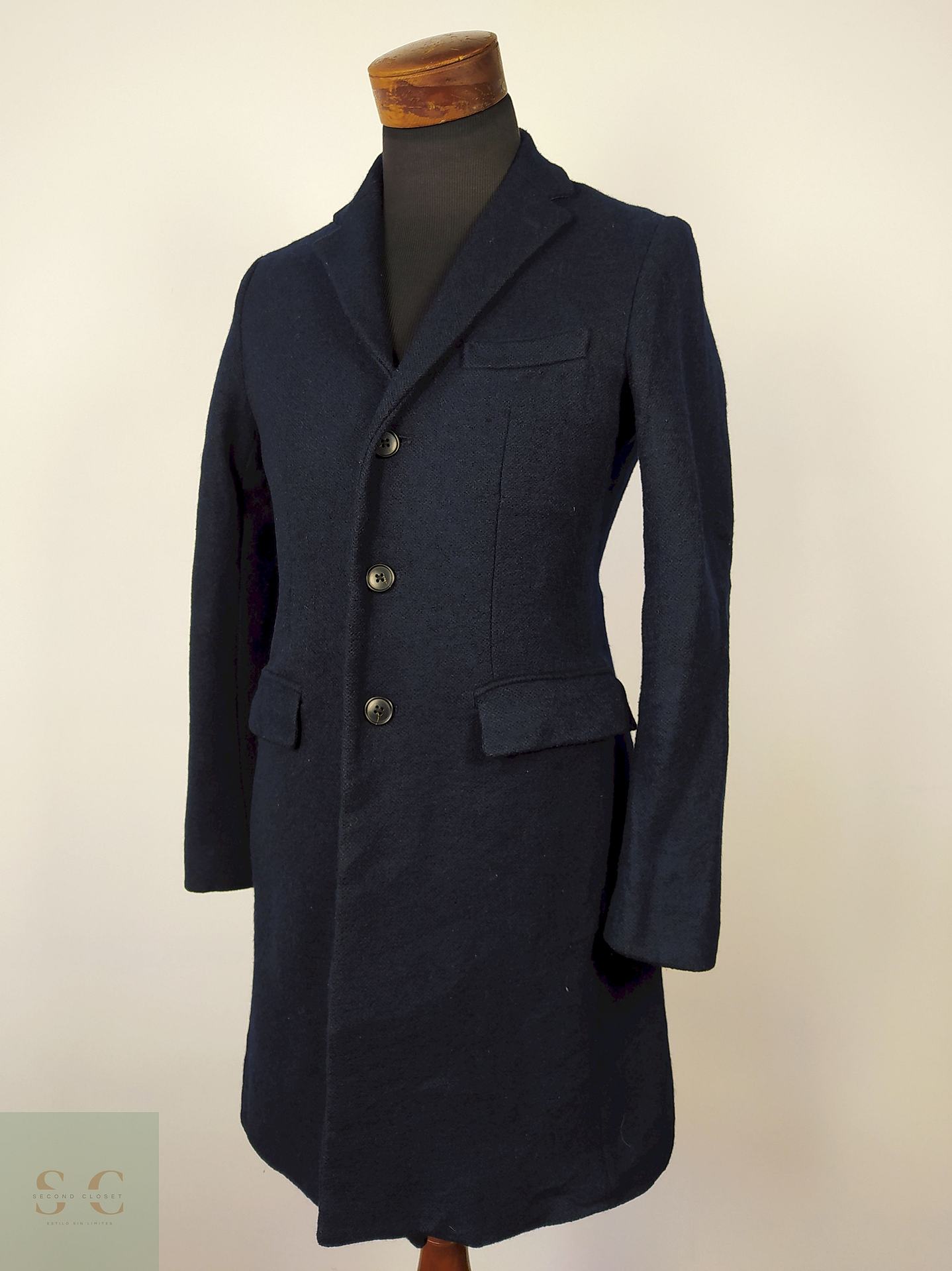 Abrigo Largo lana hombre AZUL Talla S GLOBAL WORK - AP138 2