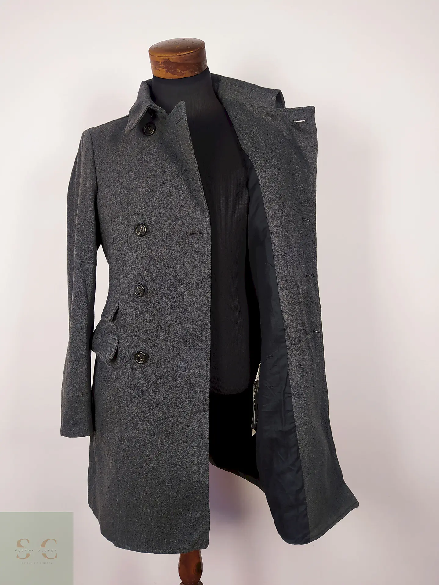 Abrigo lana marinero hombre PLOMO Talla SM BENETTON - AP123 3