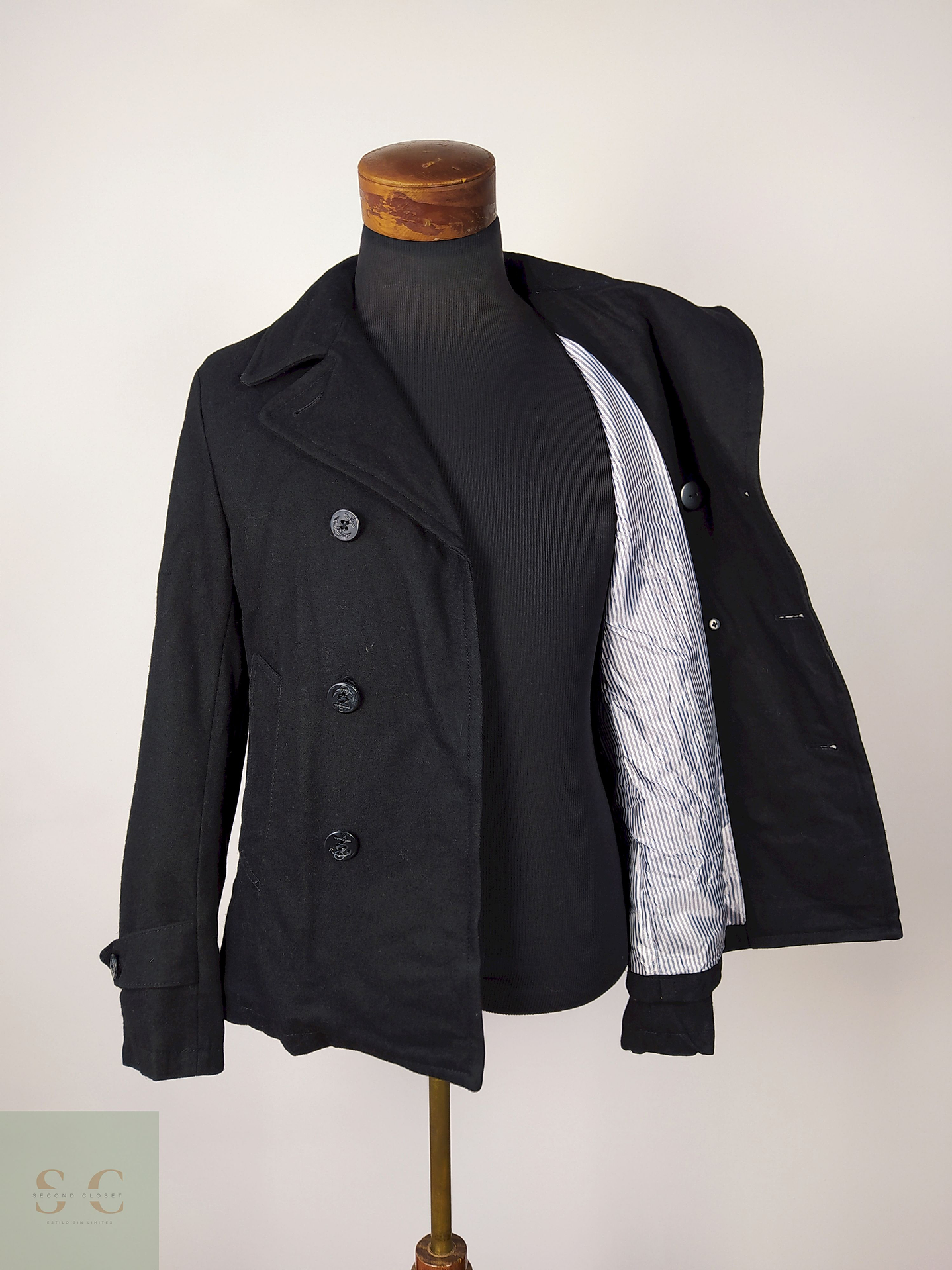 Abrigo Marinero hombre lana Negro Talla S RAGEBLUE - AP230 3