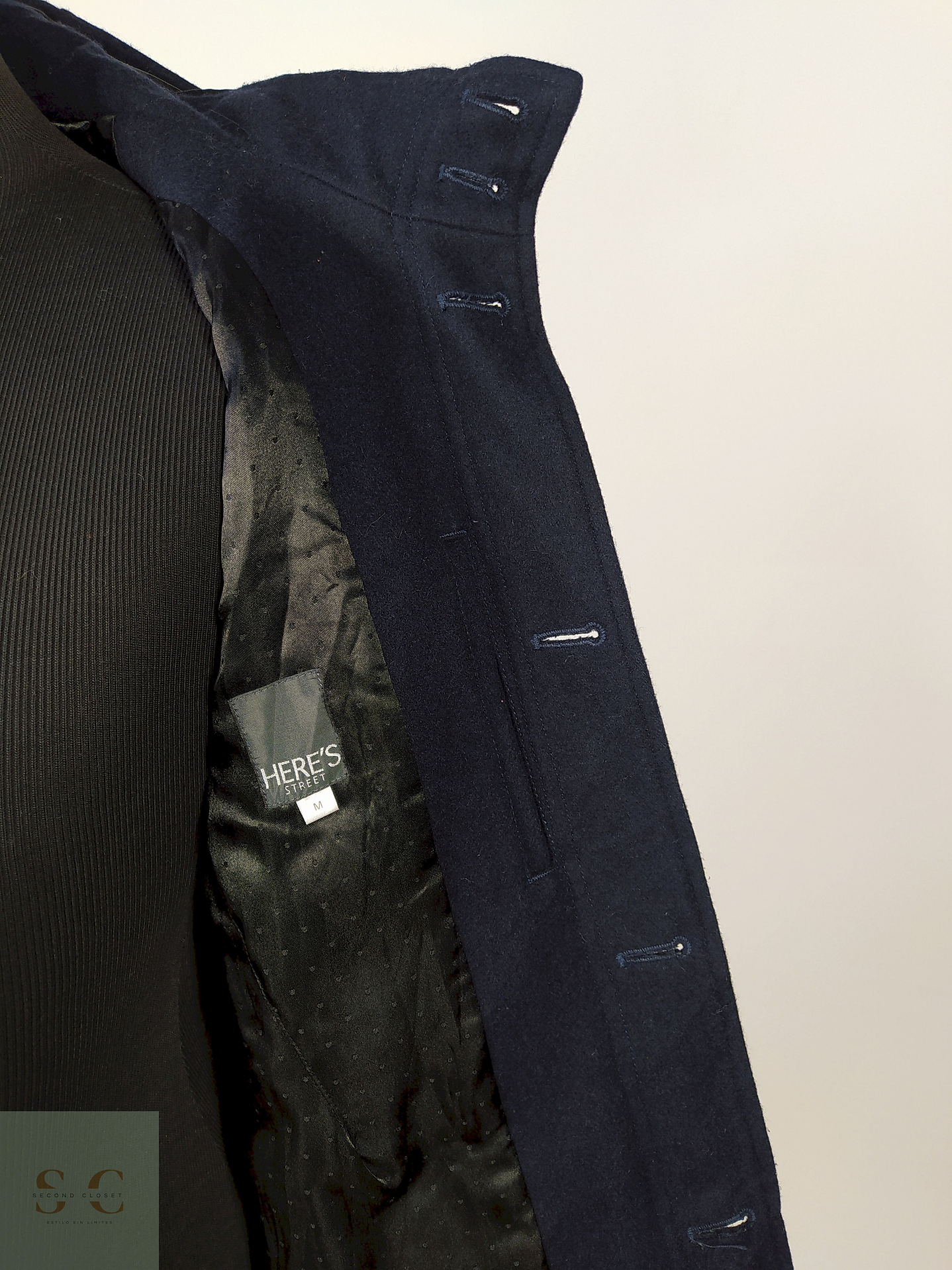 Abrigo lana hombre Azul Talla XS Heel-Strip - AP159 4