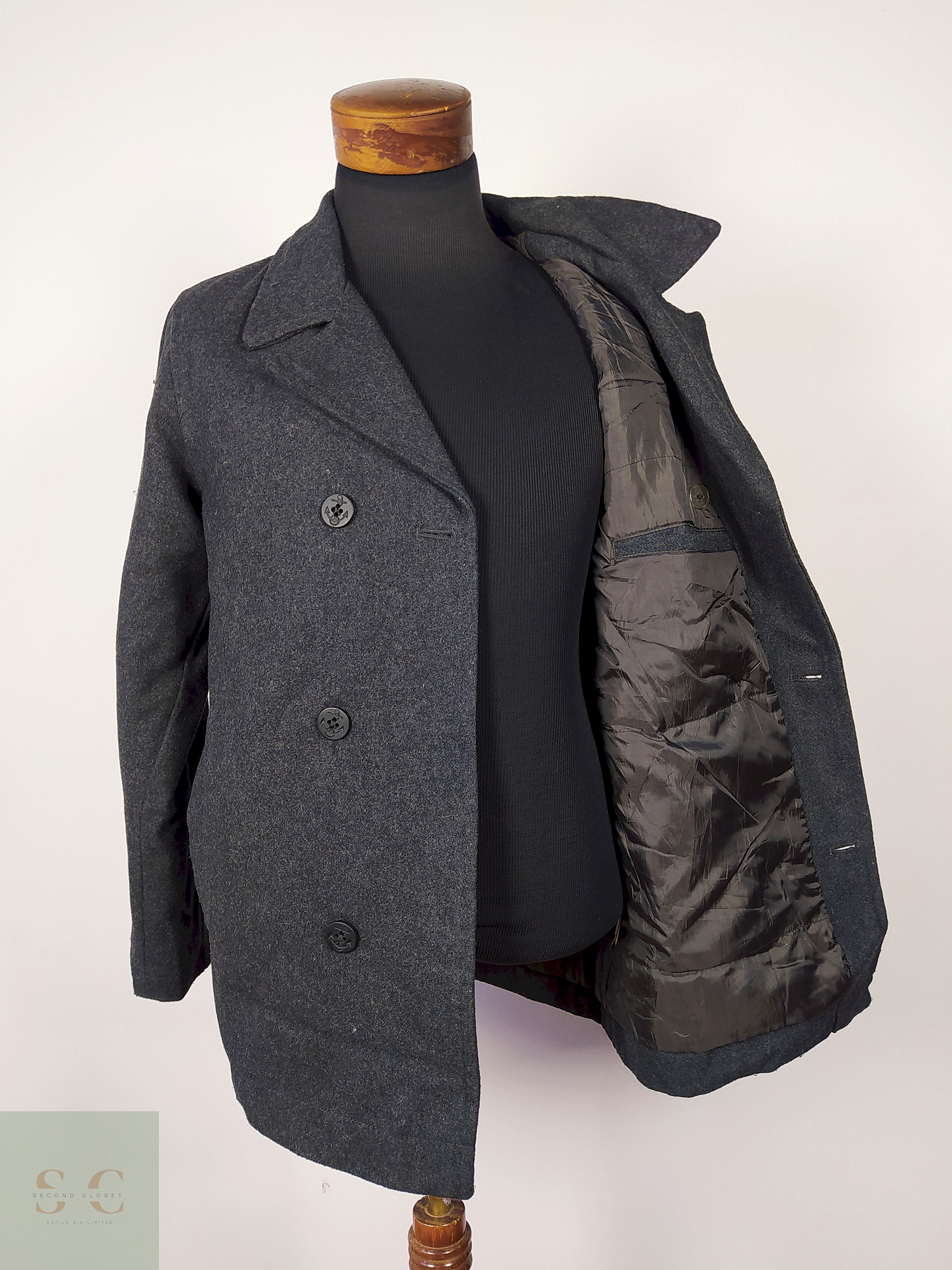 Abrigo Marinero lana hombre PLOMO Talla S OLD NAVY - AP124 3