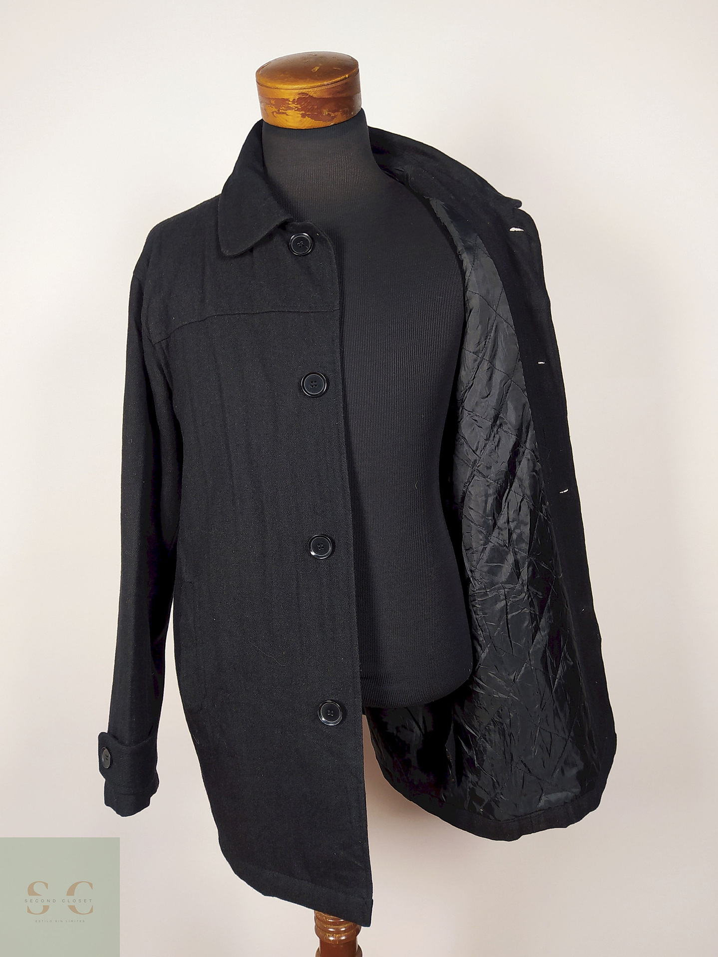 Abrigo lana hombre Negro Talla XL Steve Barrys - AP163 3