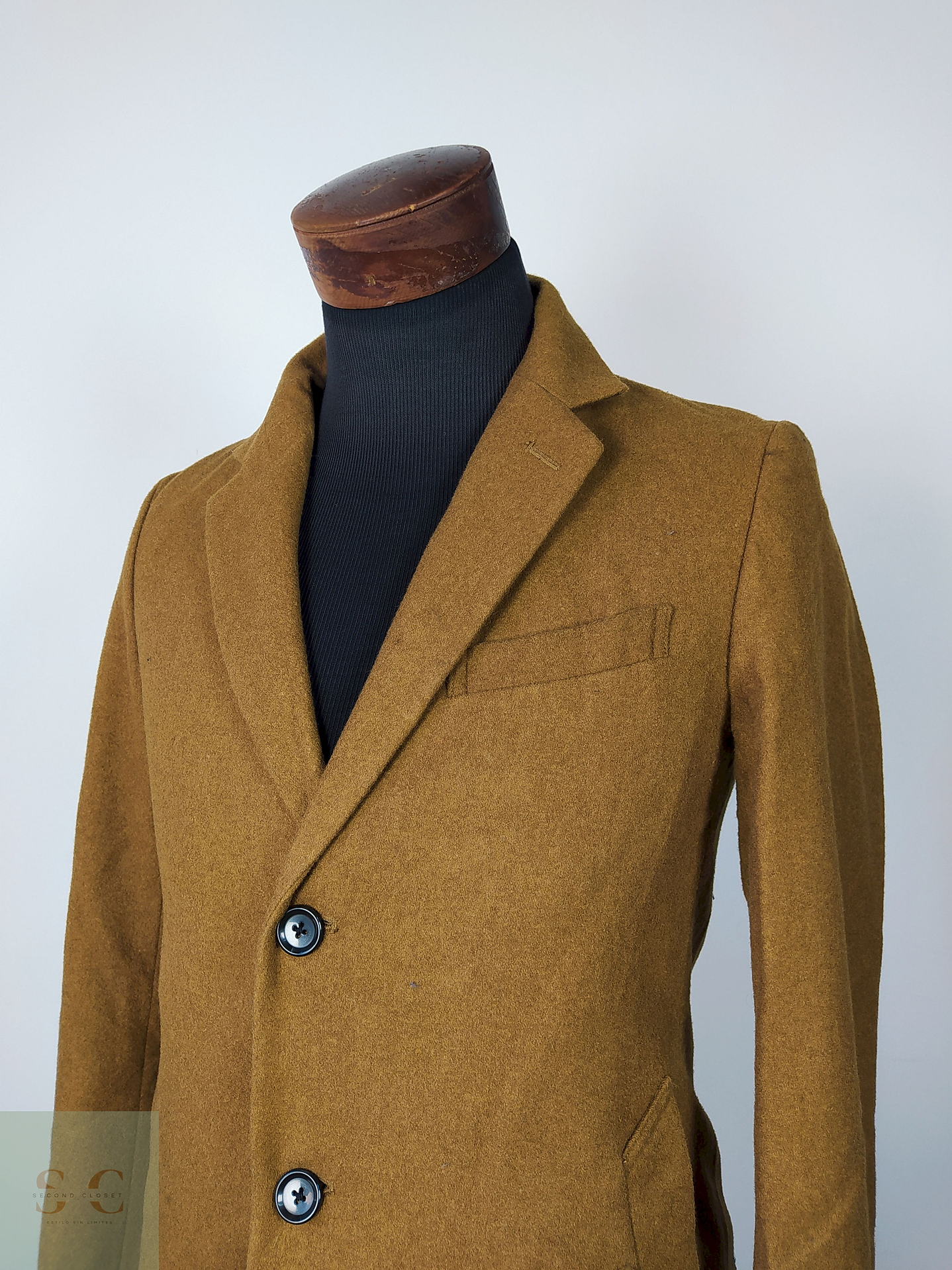 Abrigo lana hombre Camel Talla S GU  2