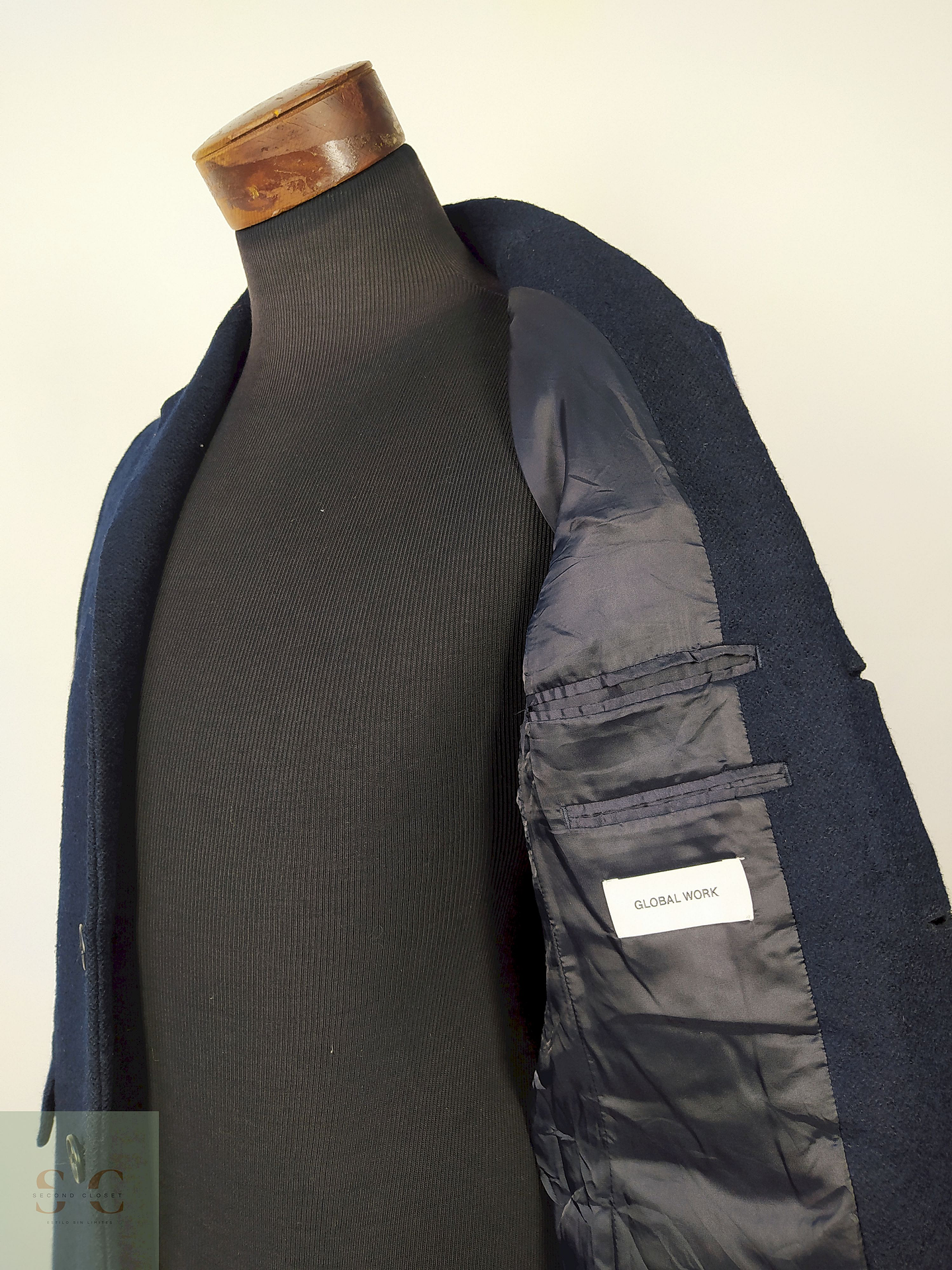 Abrigo Largo lana hombre AZUL Talla S GLOBAL WORK - AP138 5