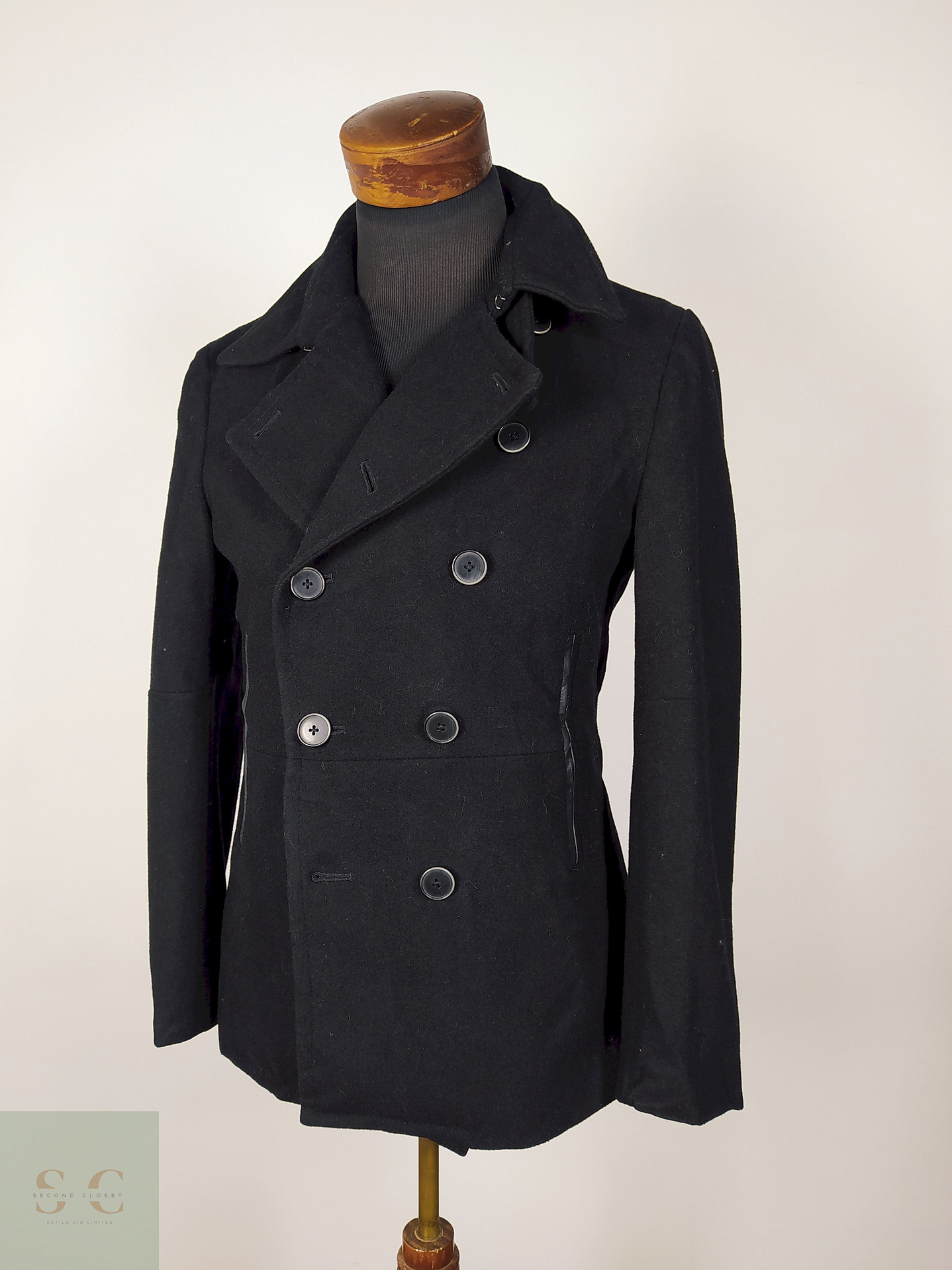 Abrigo Marinero lana hombre Negro Talla SM BG - AP170 1