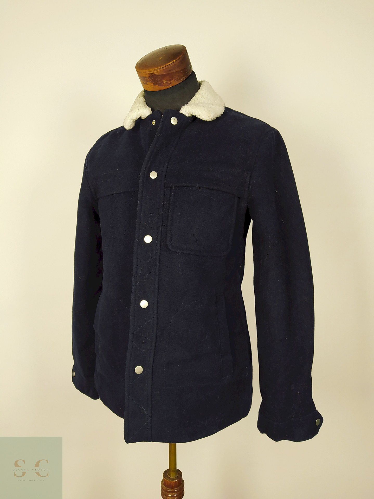 Abrigo lana hombre Chaqueta Azul Talla S Topman - AP173 1