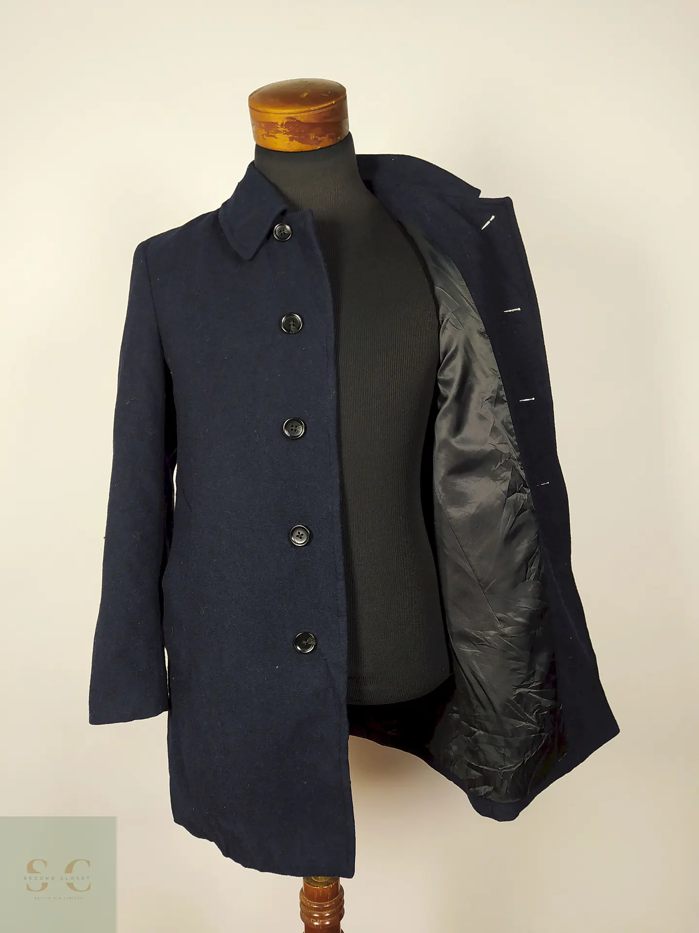 Abrigo lana media temporada hombre Azul Talla S GU - AP168 3