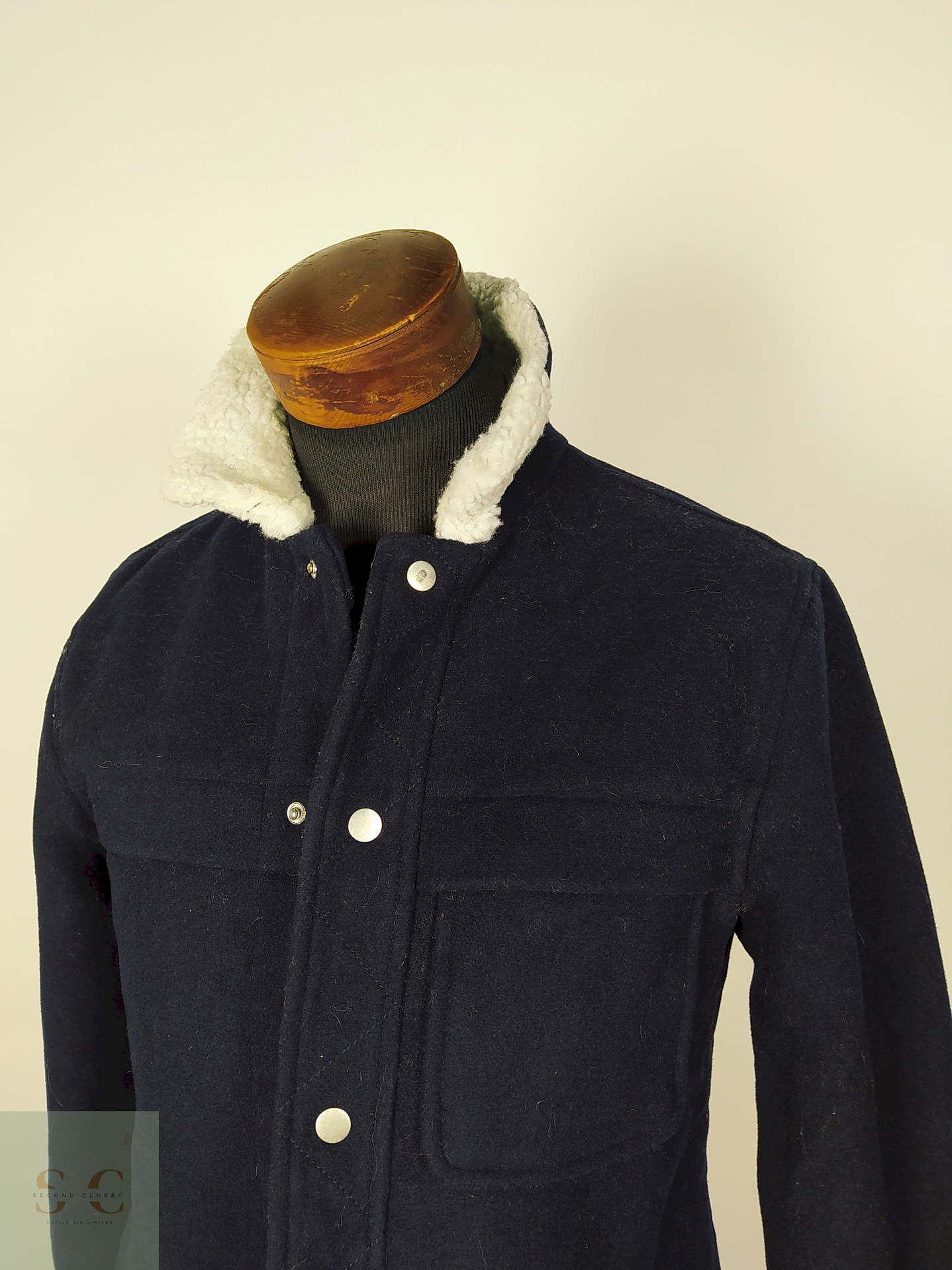 Abrigo lana hombre Chaqueta Azul Talla S Topman - AP173 3