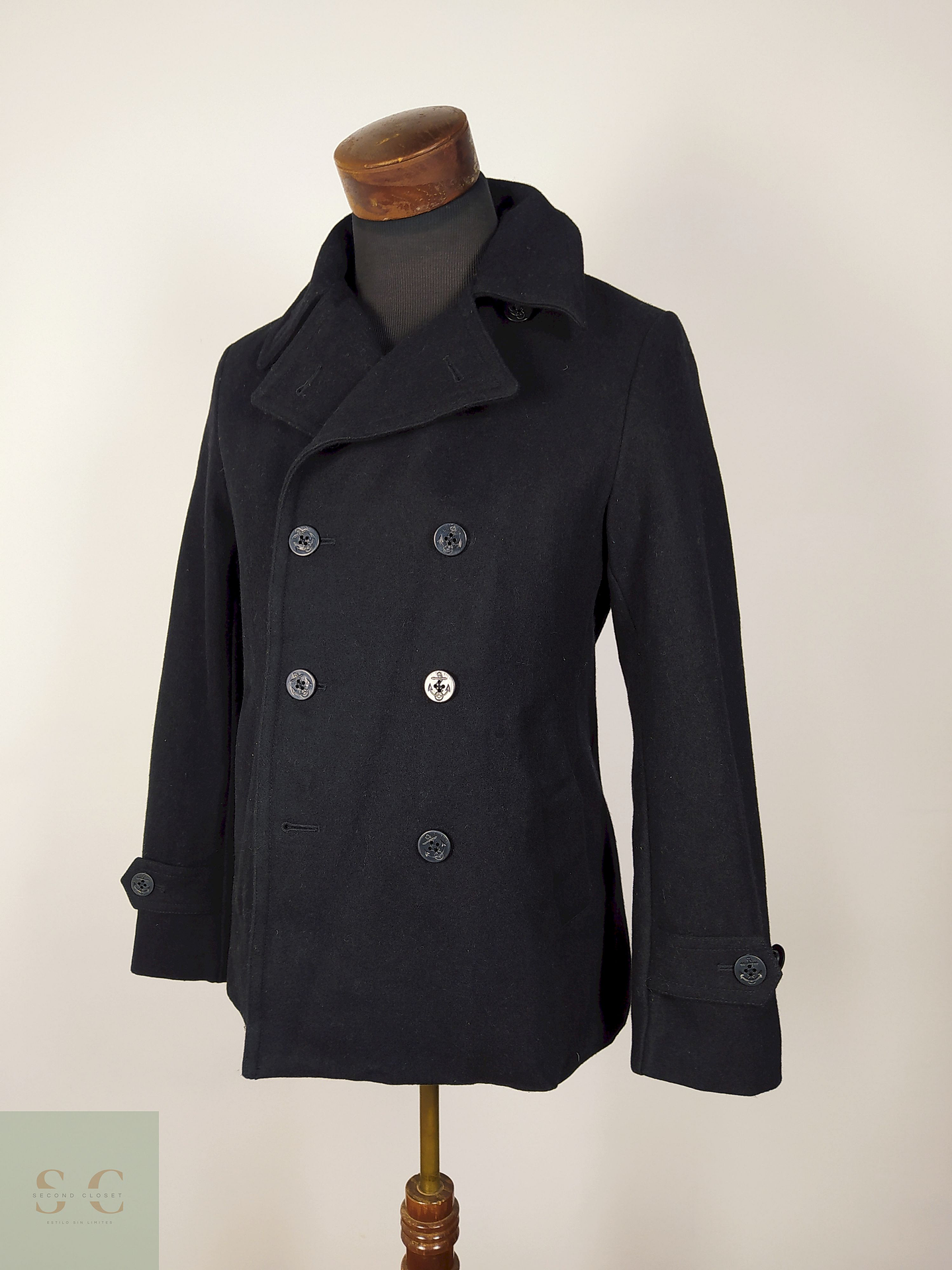 Abrigo Marinero lana hombre Negro Talla M Global Work - AP191 1