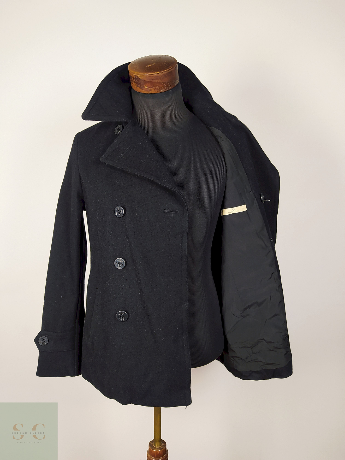 Abrigo Marinero lana hombre Negro Talla M Global Work - AP191 3