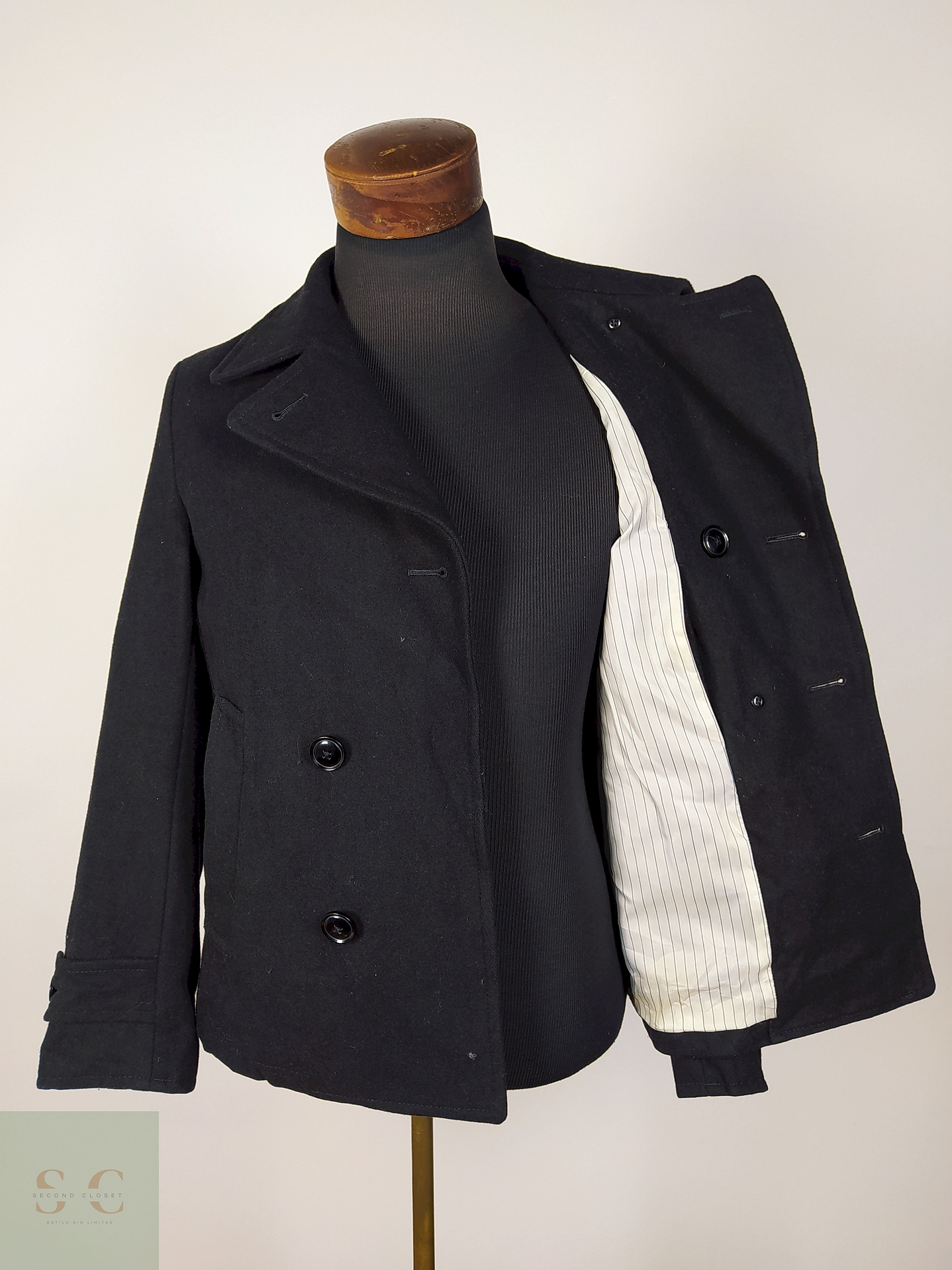 Abrigo Marinero lana hombre Negro Talla S Union Station - AP192 3