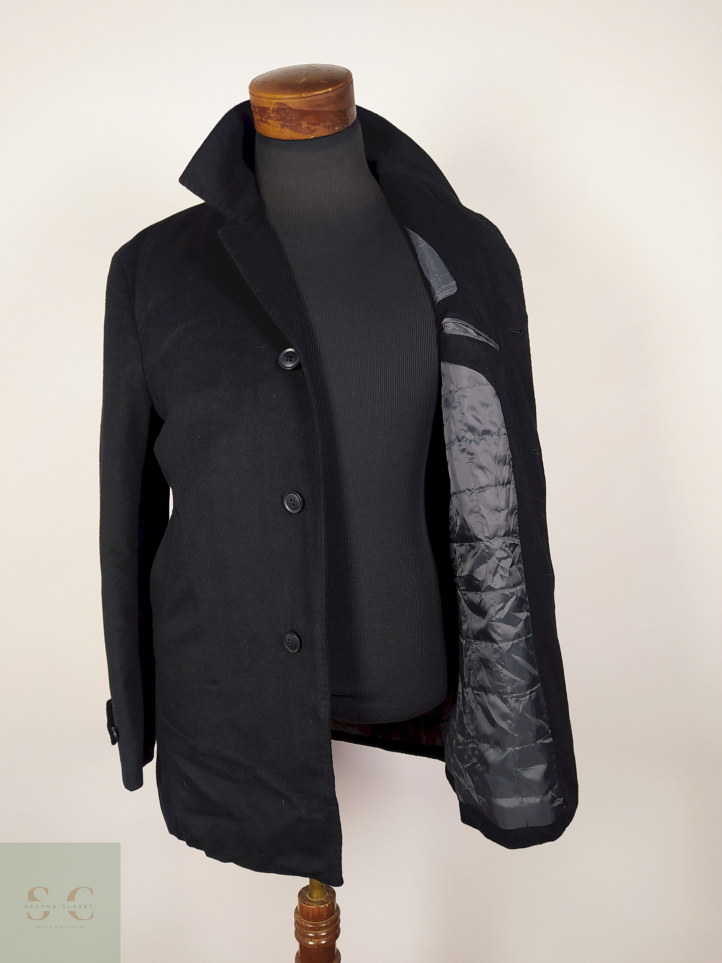 Abrigo elegante hombre lana y cashmere NEGRO Talla M RESTRICT - AP108 1