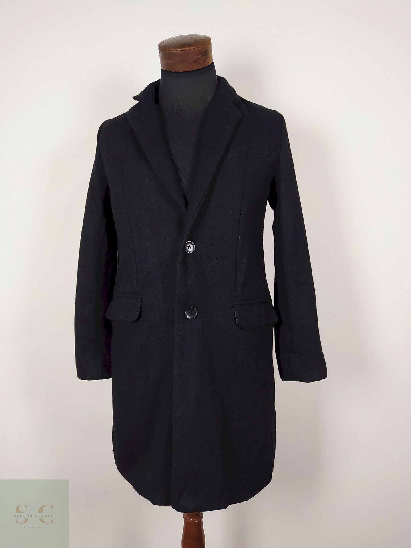 Abrigo Largo lana hombre - Negro Talla S Un Relaxing Design - AP239 1