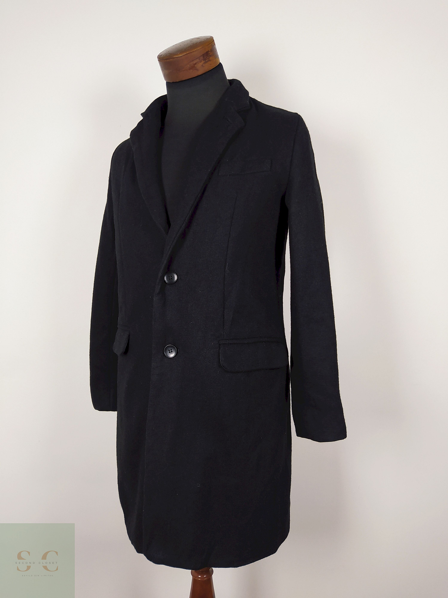 Abrigo Largo lana hombre - Negro Talla S Un Relaxing Design - AP239 2