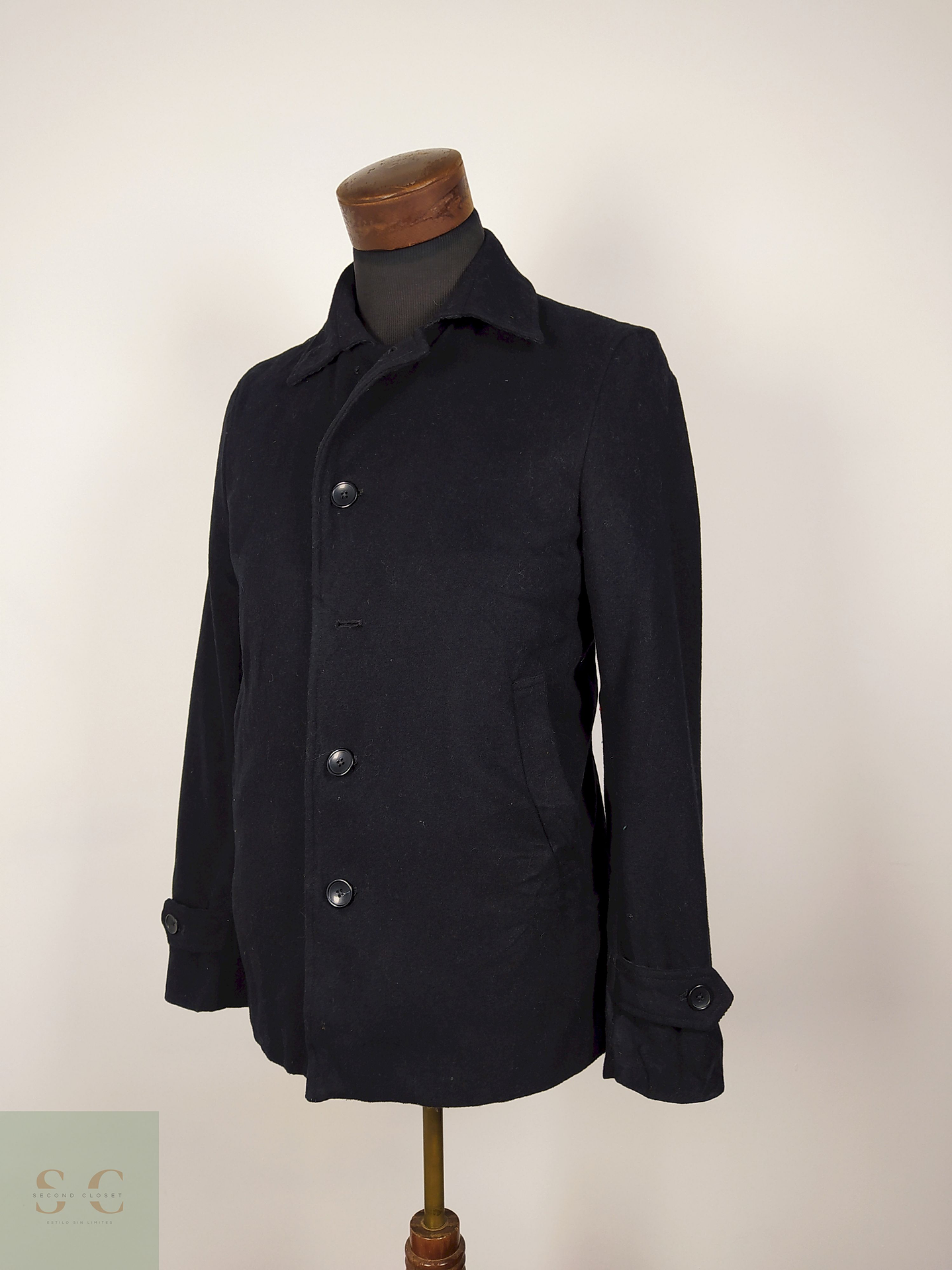 Abrigo lana hombre premium negro TALLA S TAKAIQ - AP292 2