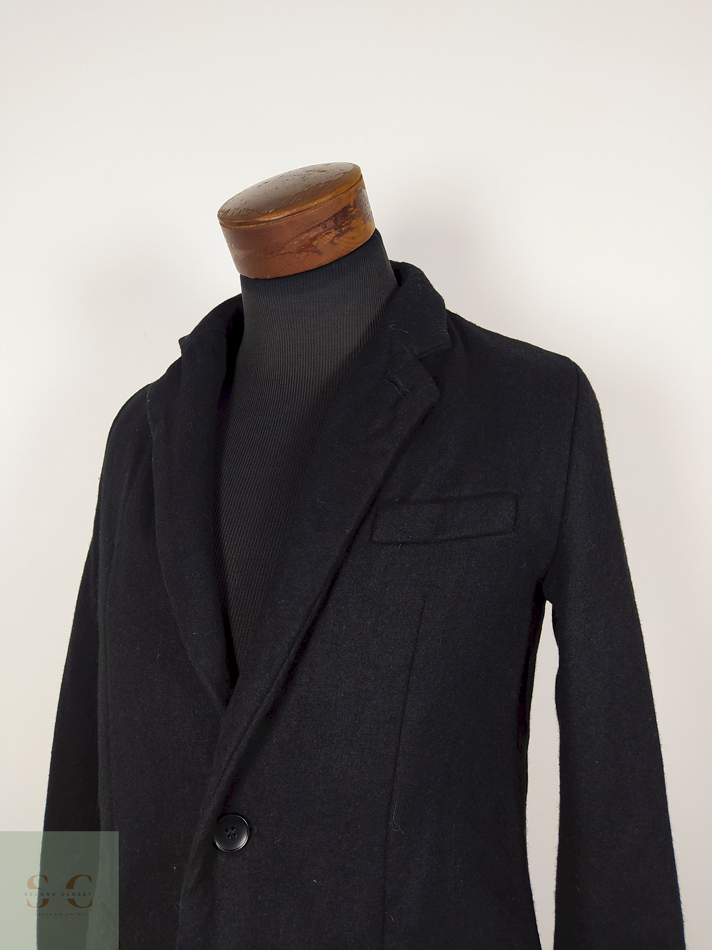 Abrigo Largo lana hombre - Negro Talla S Un Relaxing Design - AP239 3