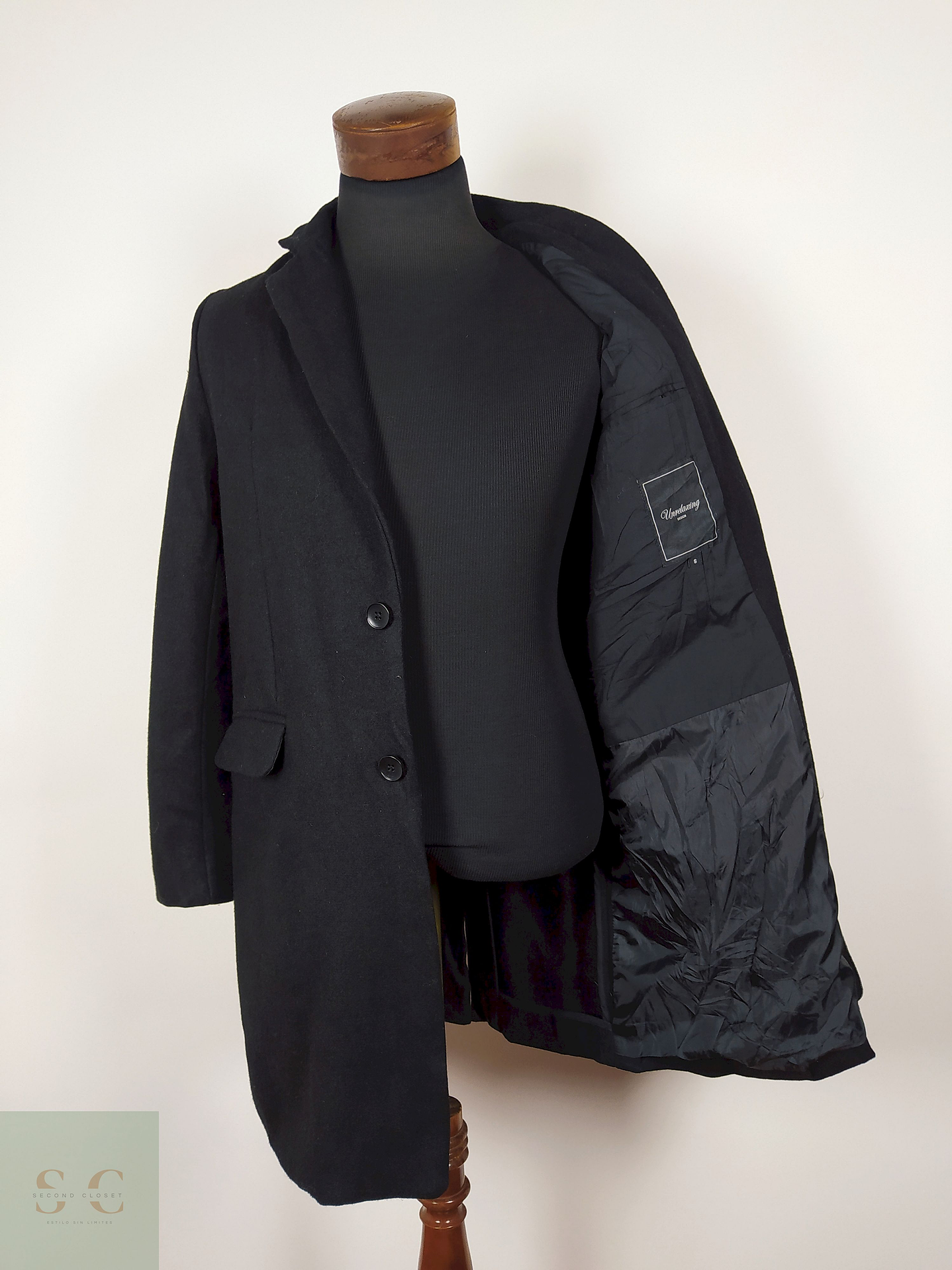 Abrigo Largo lana hombre - Negro Talla S Un Relaxing Design - AP239 4