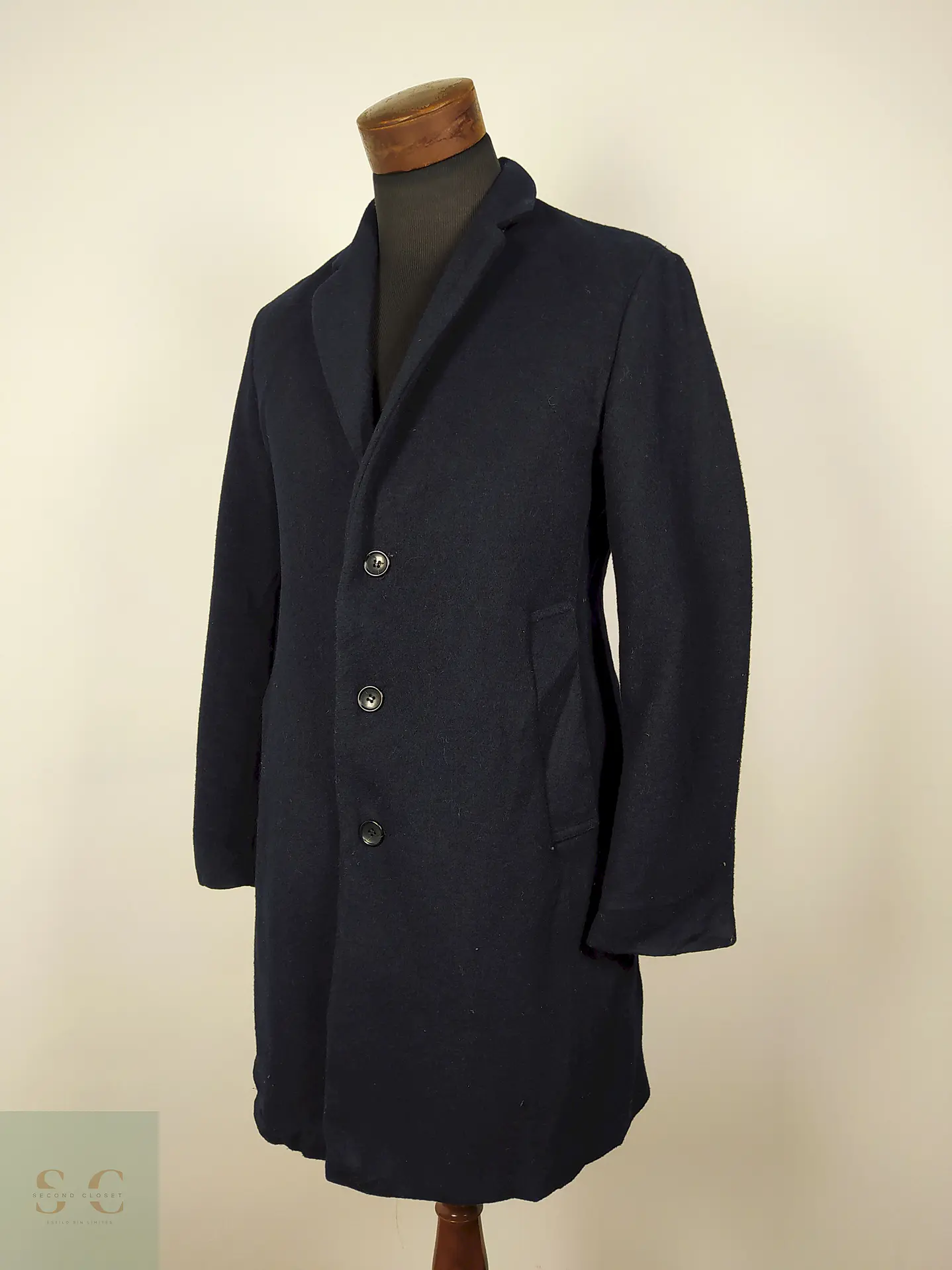 Abrigo lana semi formal slim fit  hombre premium azul TALLA M Rageblue - AP299 2