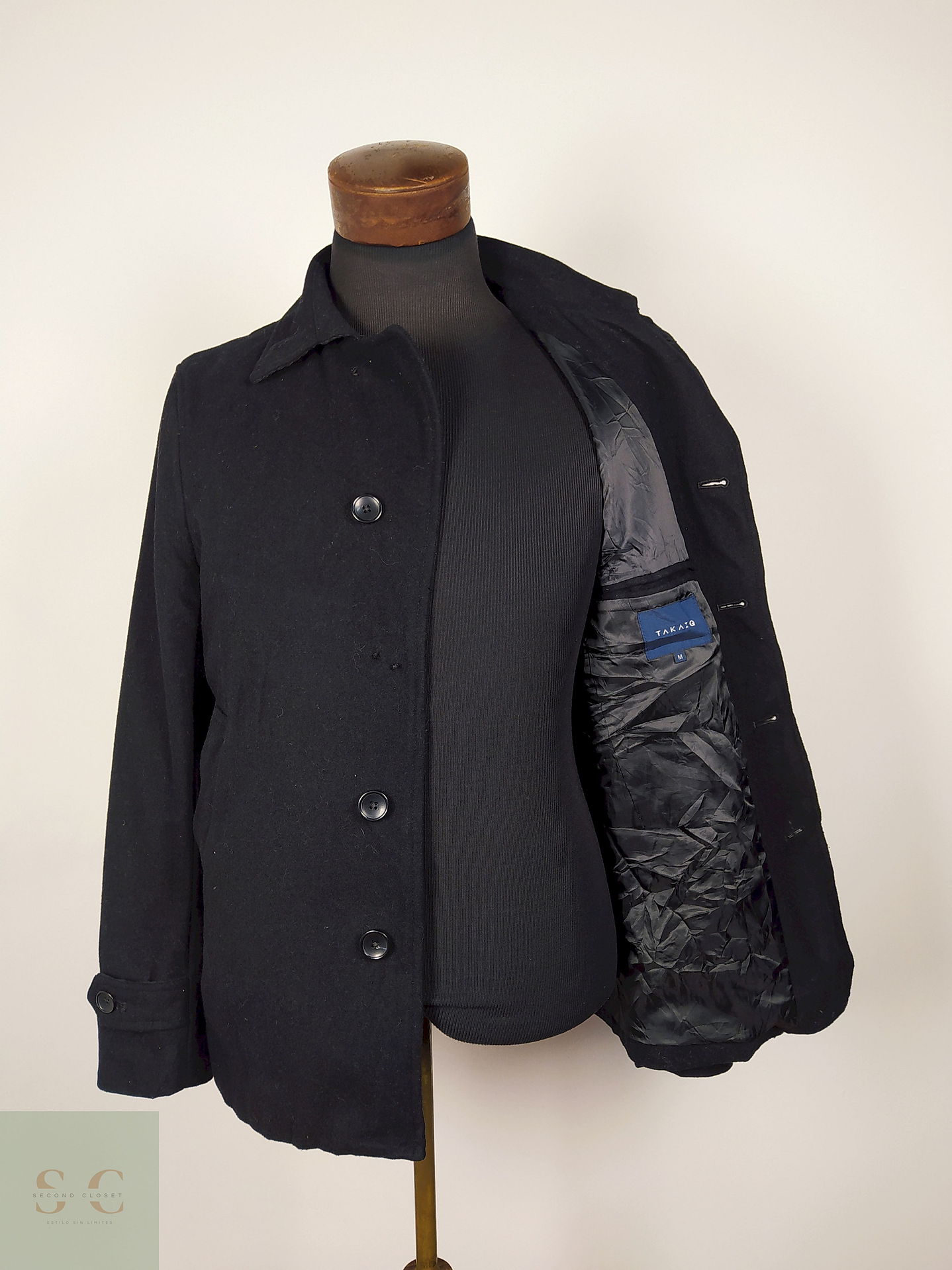 Abrigo lana hombre premium negro TALLA S TAKAIQ - AP292 4