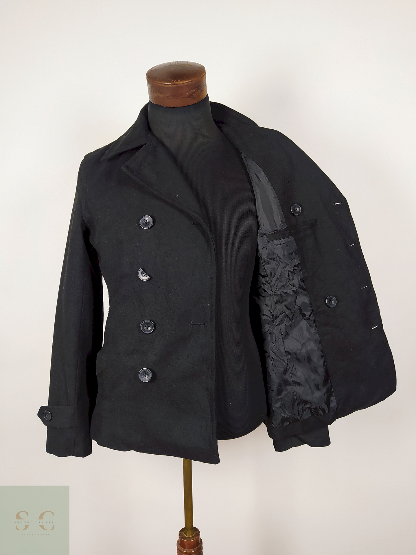 Abrigo Marinero lana hombre premium Negro TALLA S ZIP-5 - AP243 4