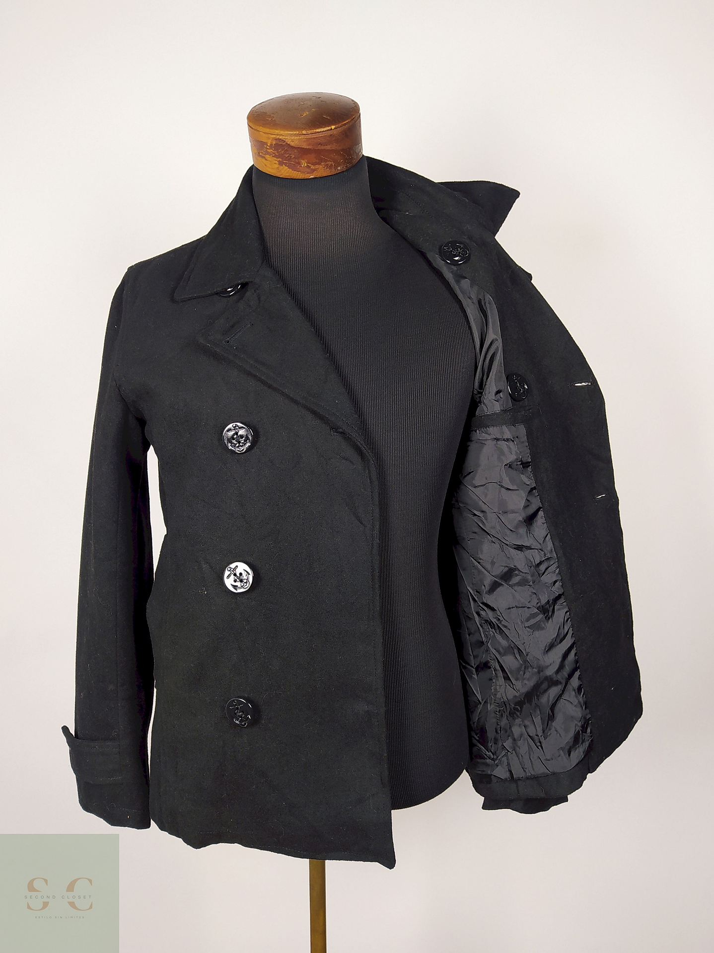 Abrigo Marinero lana Negro hombre TALLA XS Nylaus - AP343 4