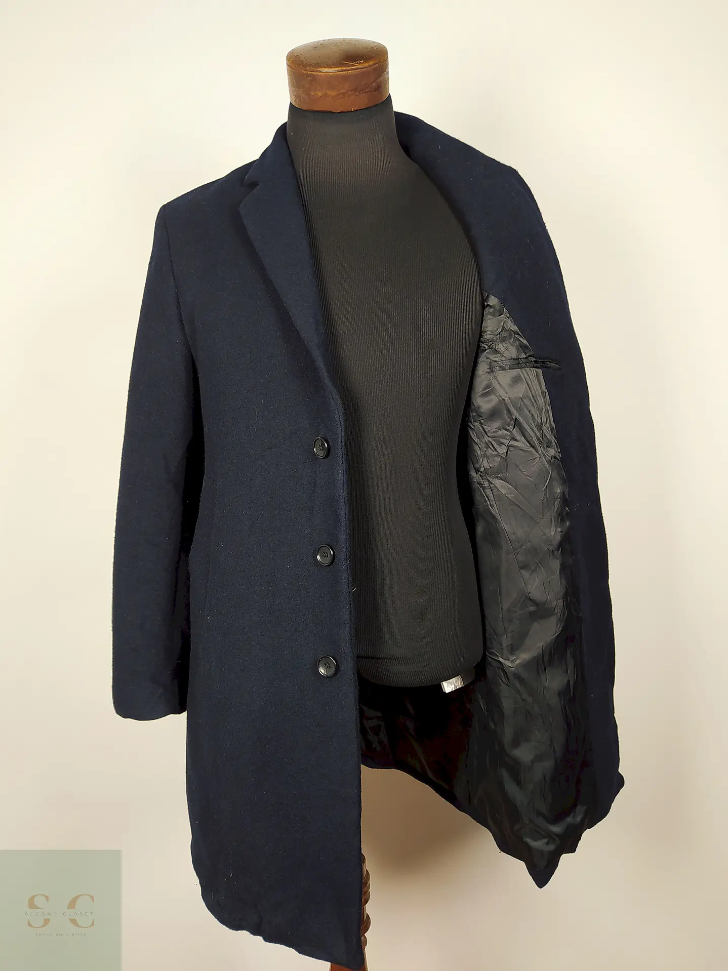 Abrigo lana semi formal slim fit  hombre premium azul TALLA M Rageblue - AP299 4