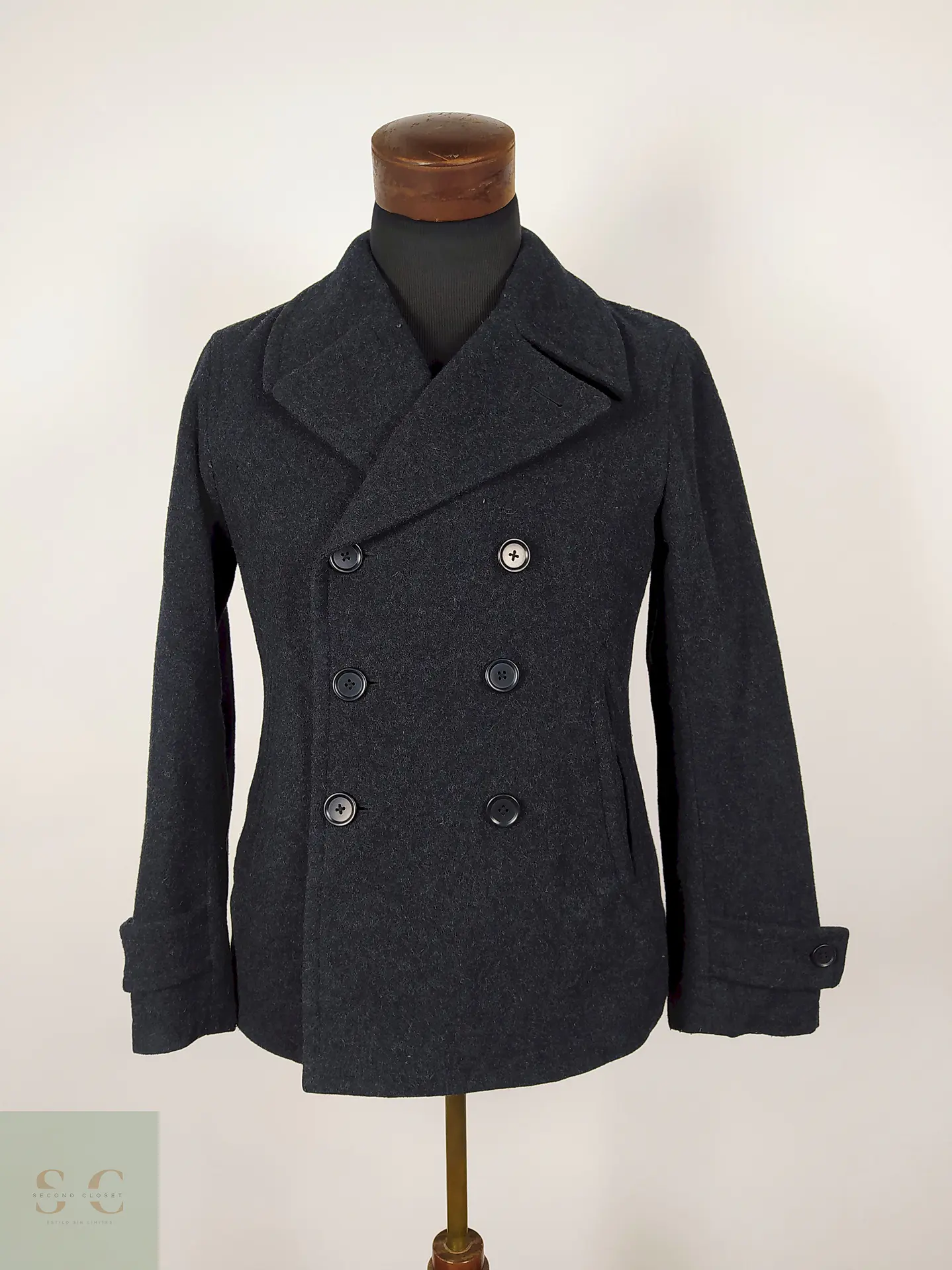 Abrigo Marinero lana hombre premium Plomo TALLA S UNIQLO - AP256 1