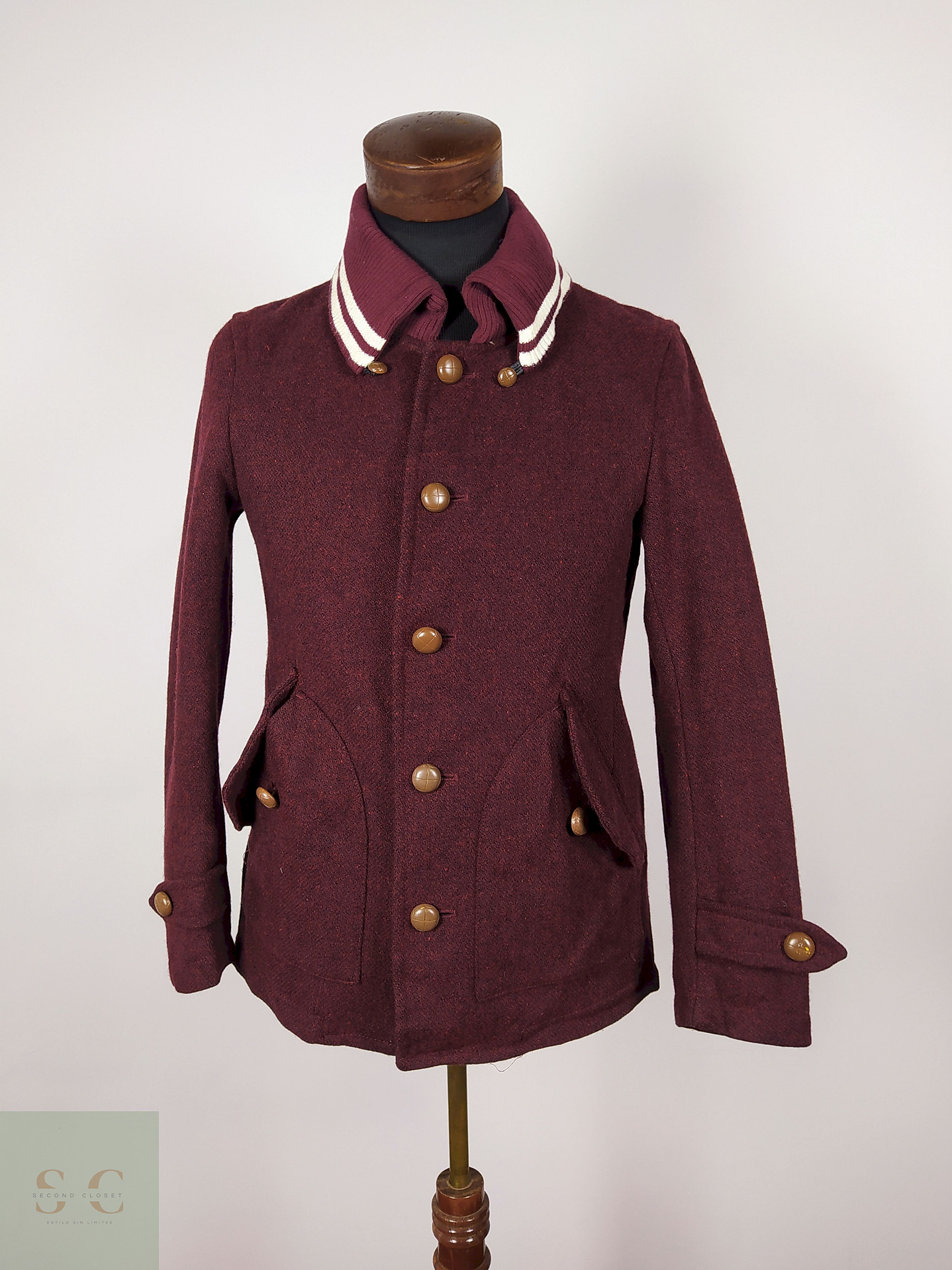 Abrigo Corto lana hombre premium Burdeos TALLA XS TK Japan - AP260 1