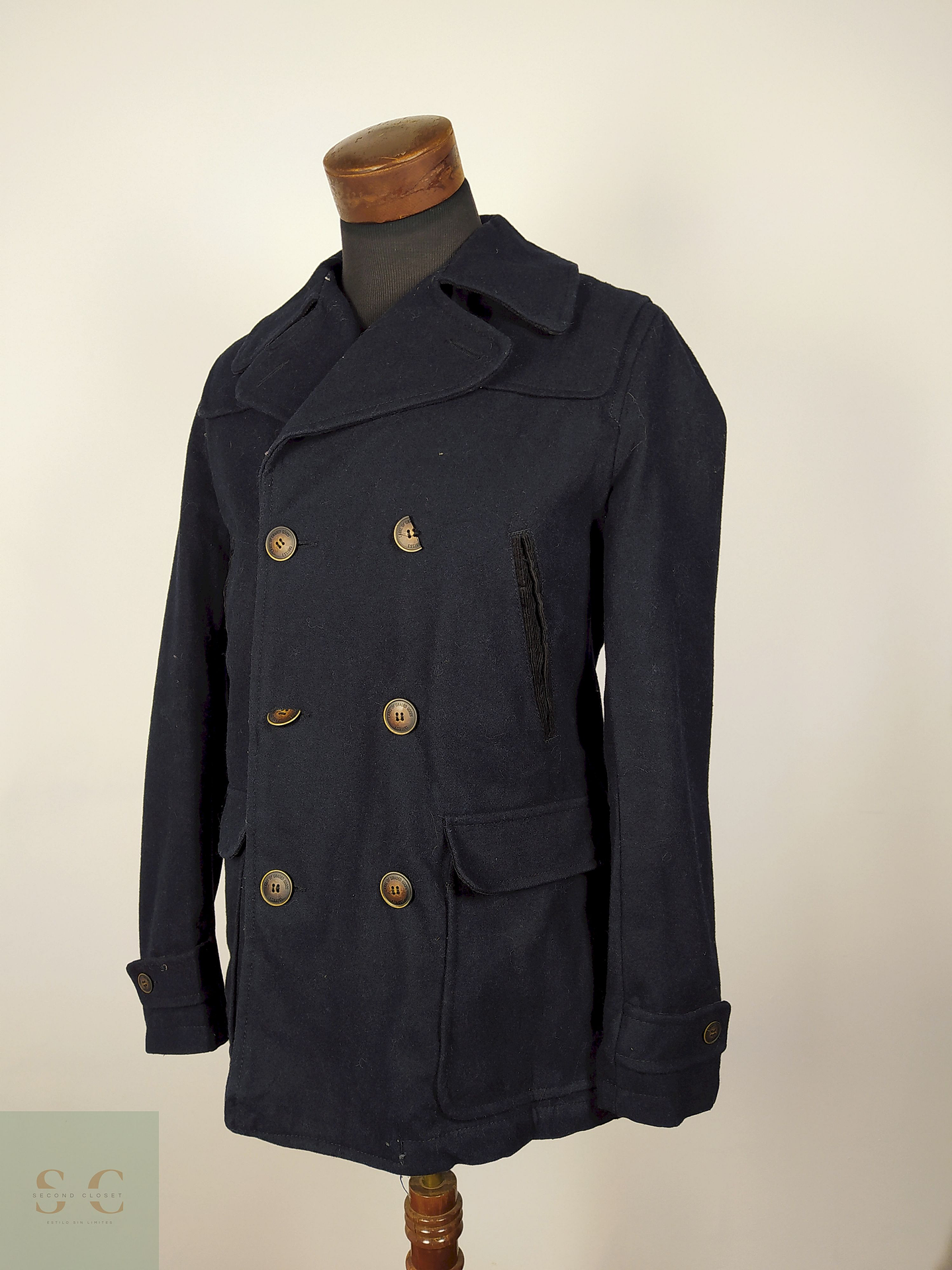 Abrigo marinero lana hombre premium azul TALLA M H&M - AP308 2