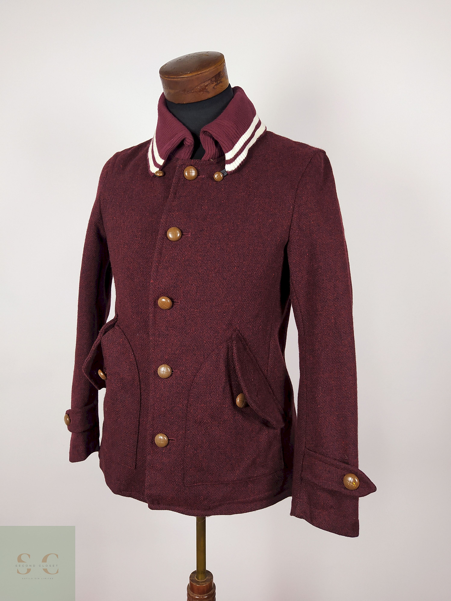Abrigo Corto lana hombre premium Burdeos TALLA XS TK Japan - AP260 2