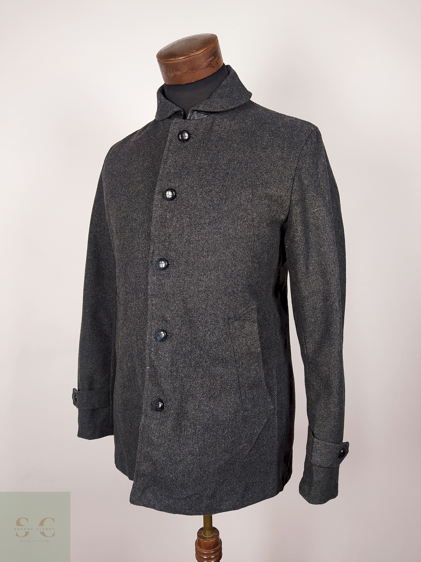 Abrigo hombre premium plomo TALLA S GU  2