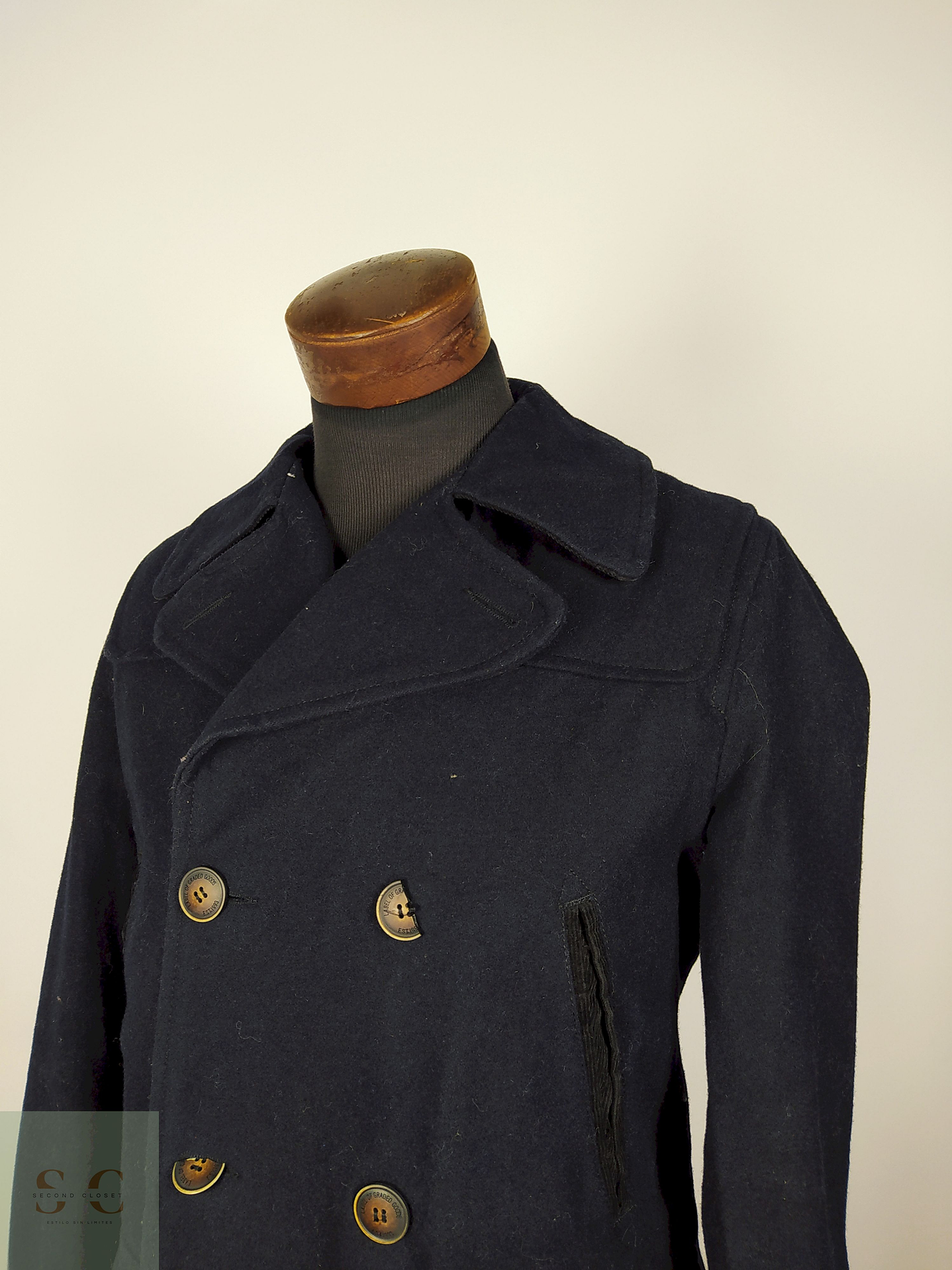 Abrigo marinero lana hombre premium azul TALLA M H&M - AP308 3