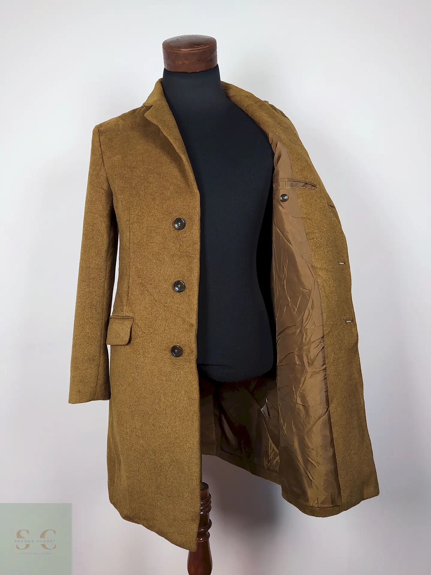 Abrigo elegante semi formal hombre camel TALLA S GU  - AP302 4