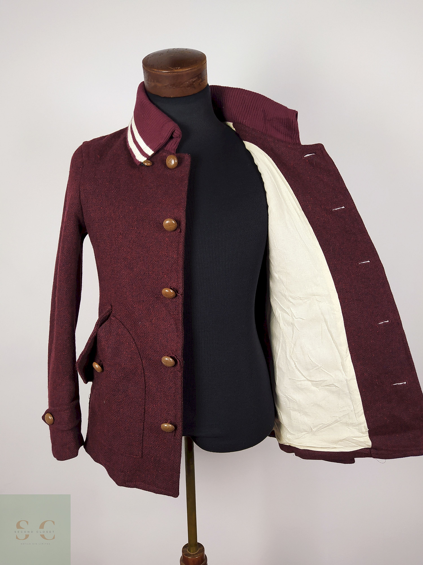 Abrigo Corto lana hombre premium Burdeos TALLA XS TK Japan - AP260 3