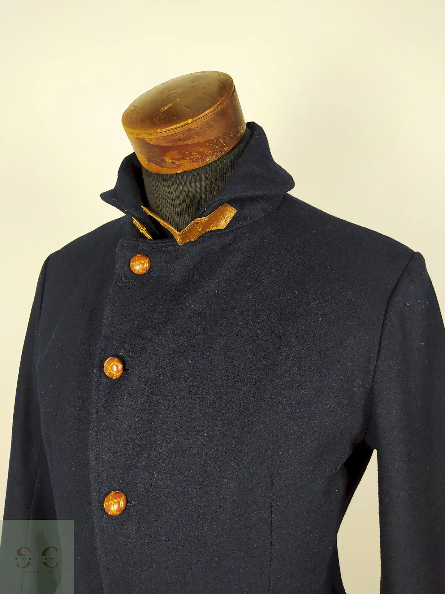 Abrigo corto azul lana diseño militar – Talla M 4