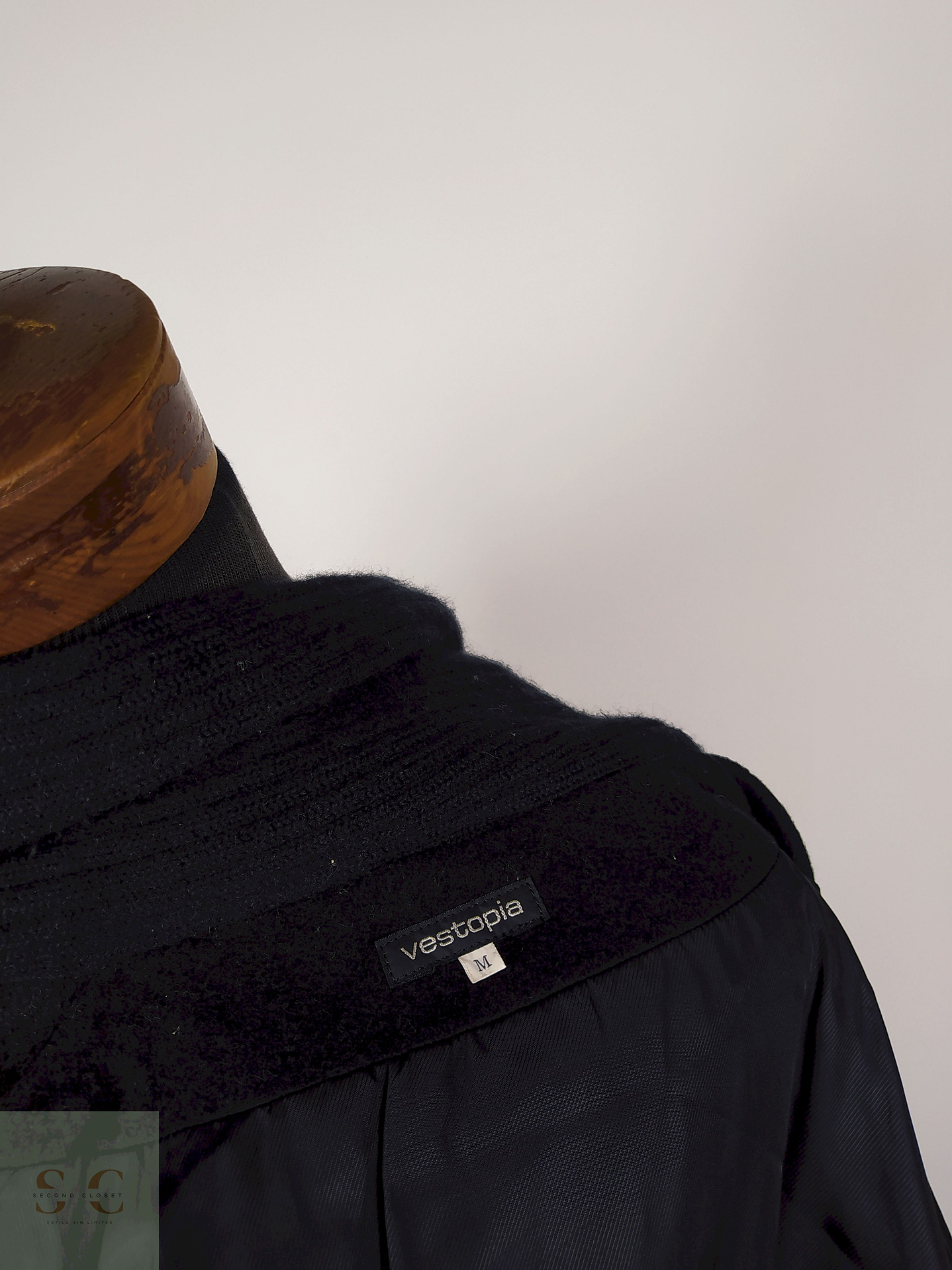 Abrigo lana mujer premium lujo Negro TALLA XL Vestopia - AP267 5