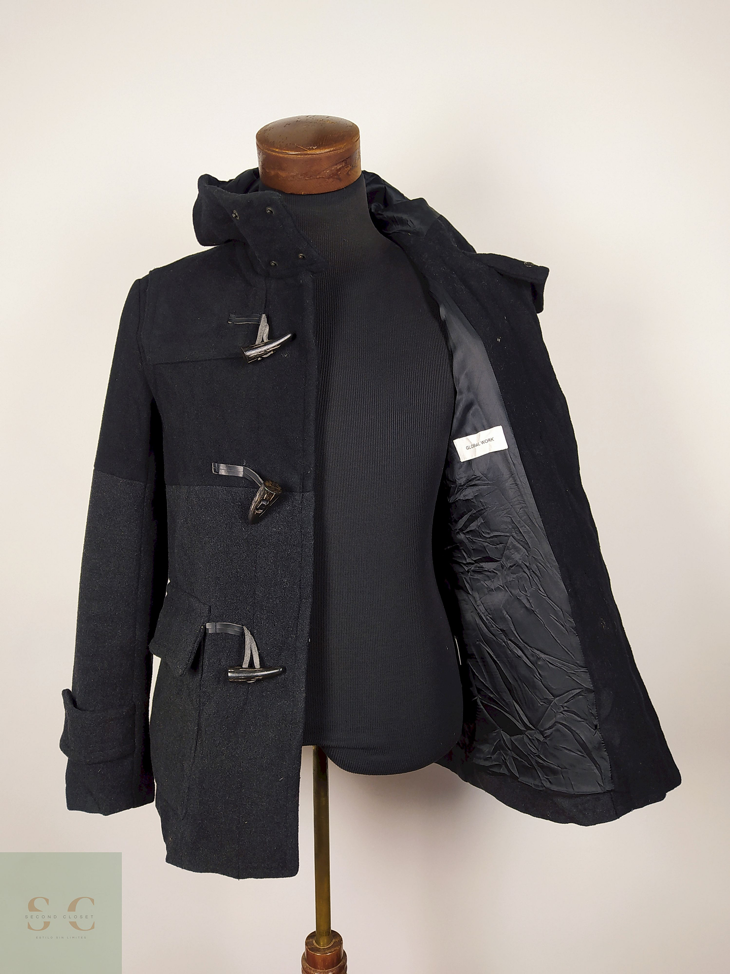 Abrigo Montgomery lana Plomo Talla S GLOBAL WORK - AP281 4