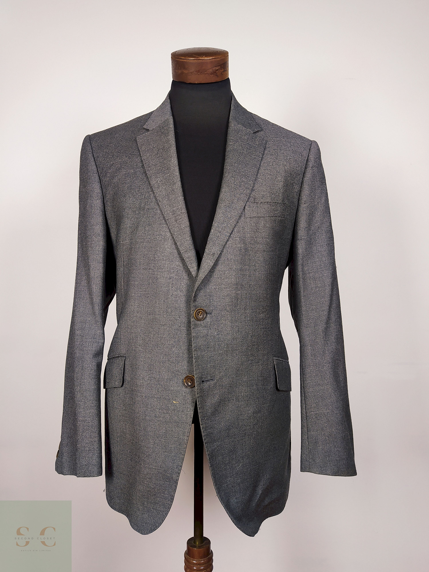 Blazer lana virgen Plomo Talla L Savile Row  1