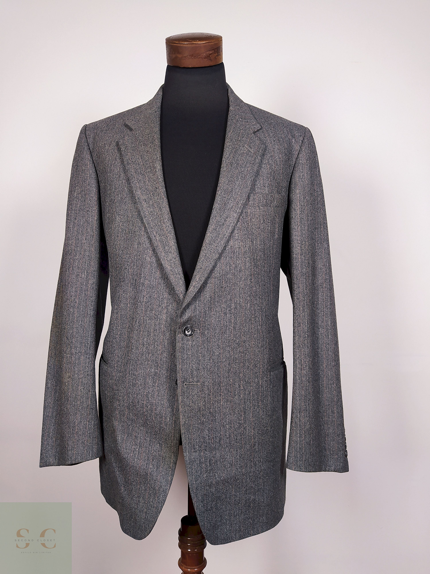 Traje blazer pantalon lana virgen Plomo Talla 46 LONG St Michael - B27 2