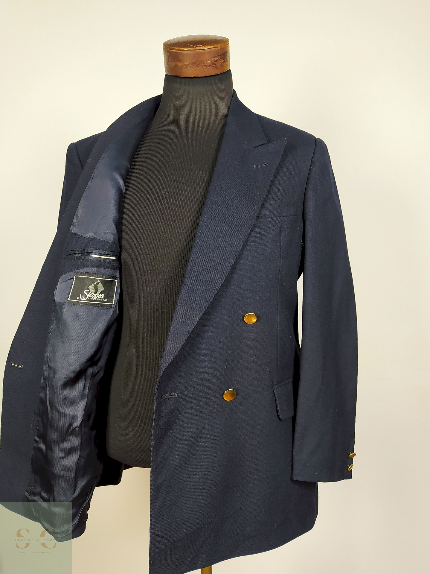 Blazer lana virgen cruzado Azul Talla M Skopes - B22 2