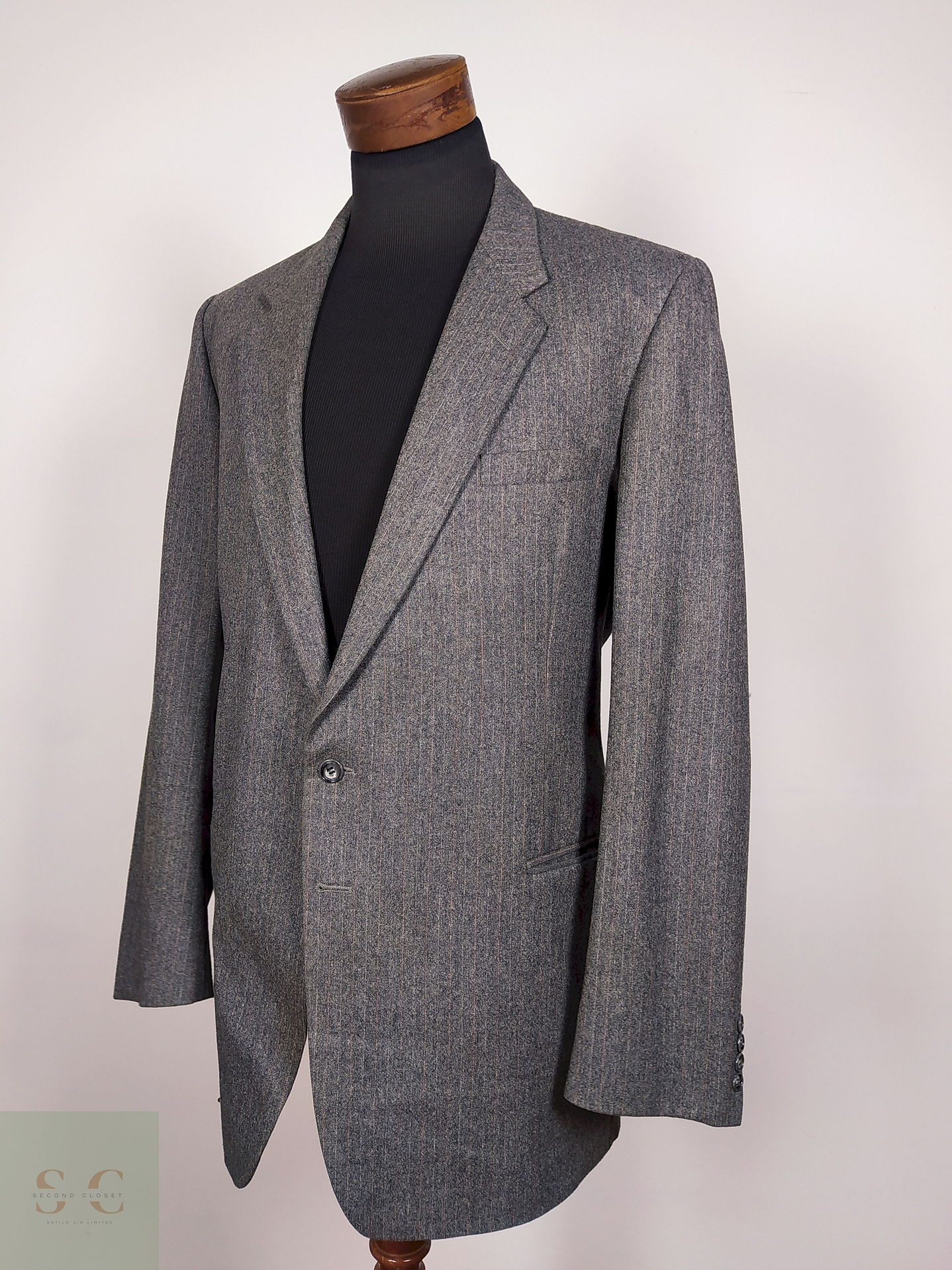 Traje blazer pantalon lana virgen Plomo Talla 46 LONG St Michael - B27 1