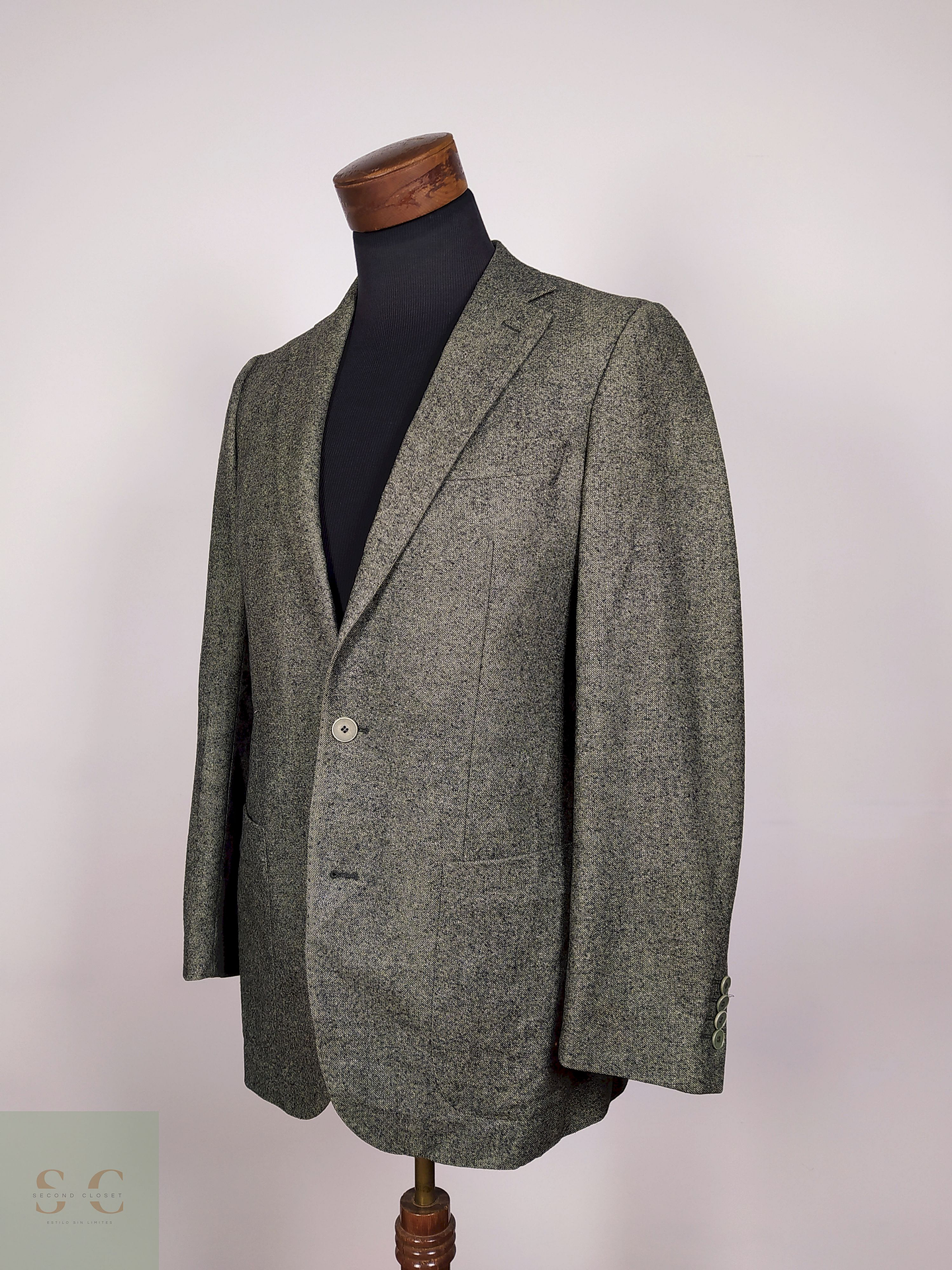 Blazer pura lana Verde Talla S Sarar - B30 2