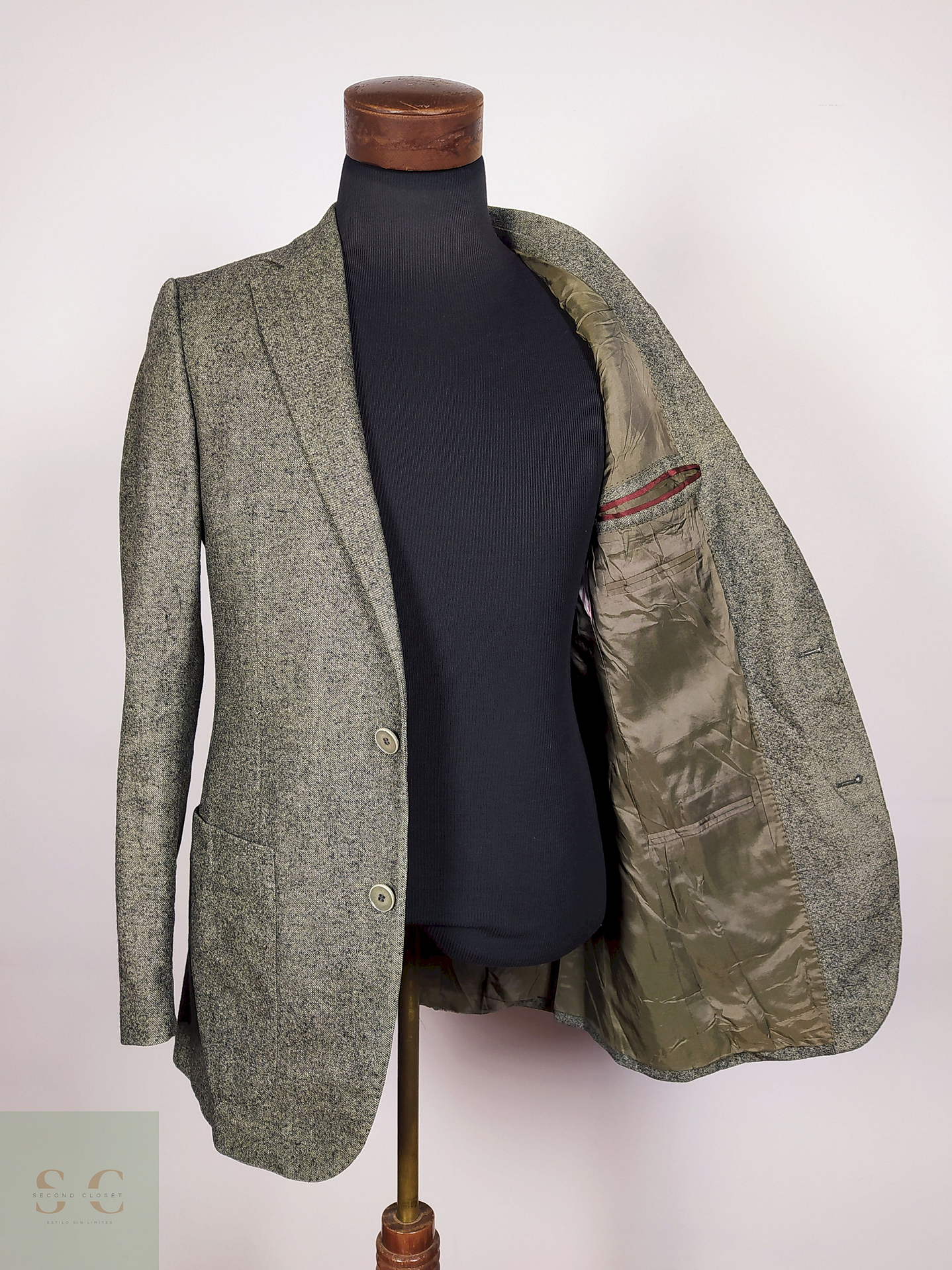 Blazer pura lana Verde Talla S Sarar - B30 3