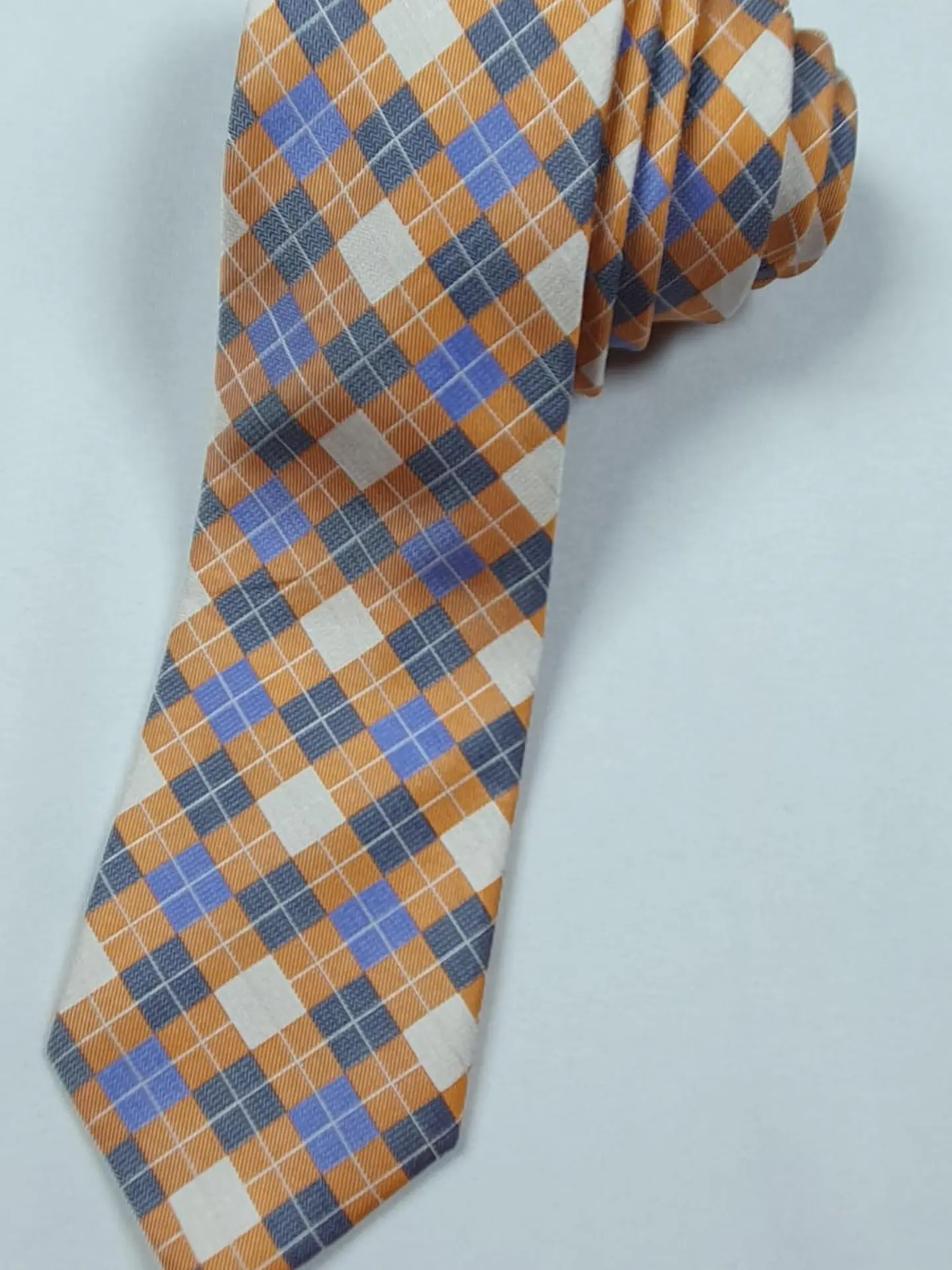 Corbata Croft & Barrow Cuadros Naranja y Azul 1