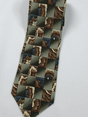 Corbata Cocktail Collection – Diseño abstracto tonos tierra y verde oliva