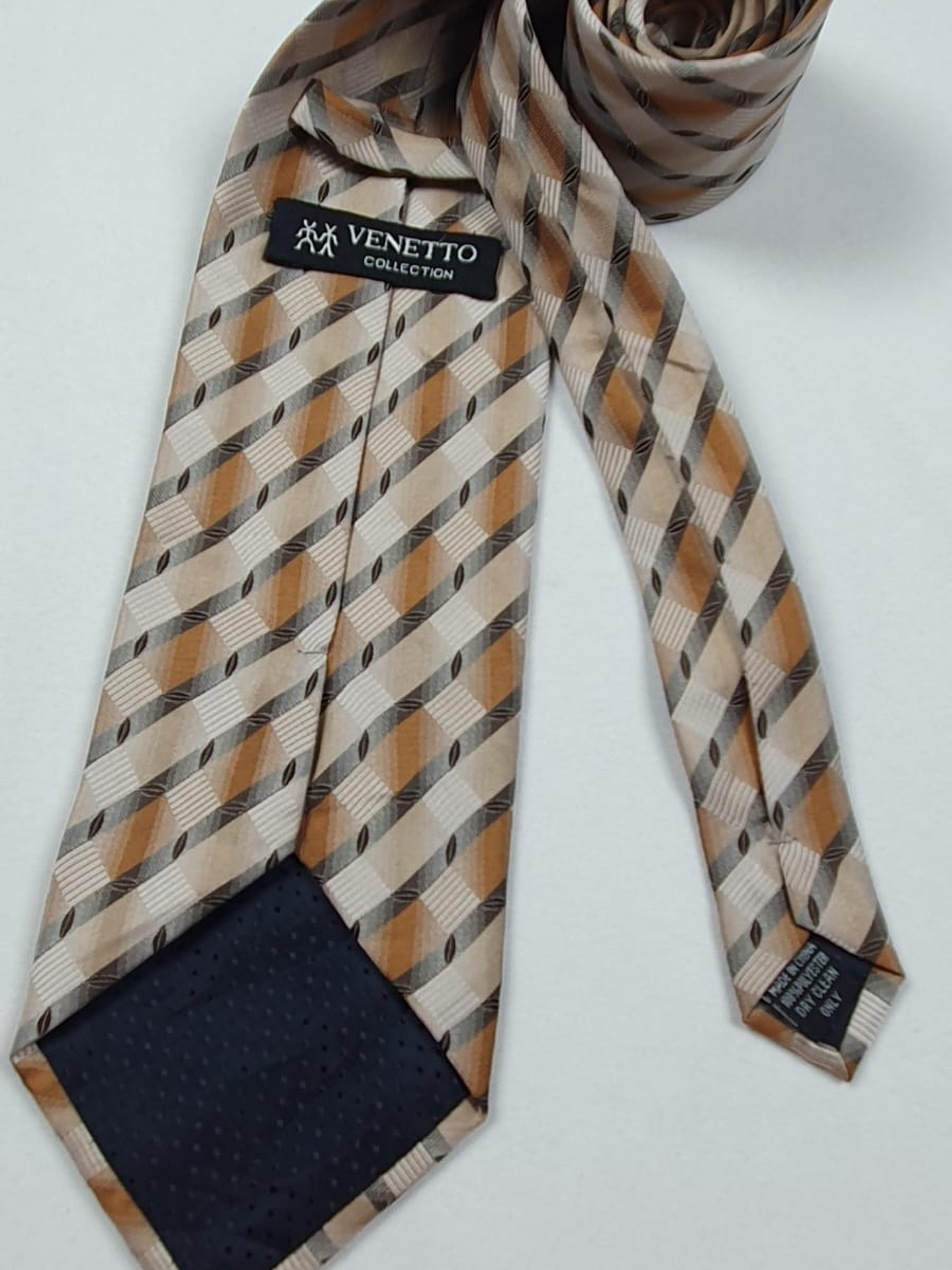 Corbata Venetto Collection – Geométrica beige y café 2