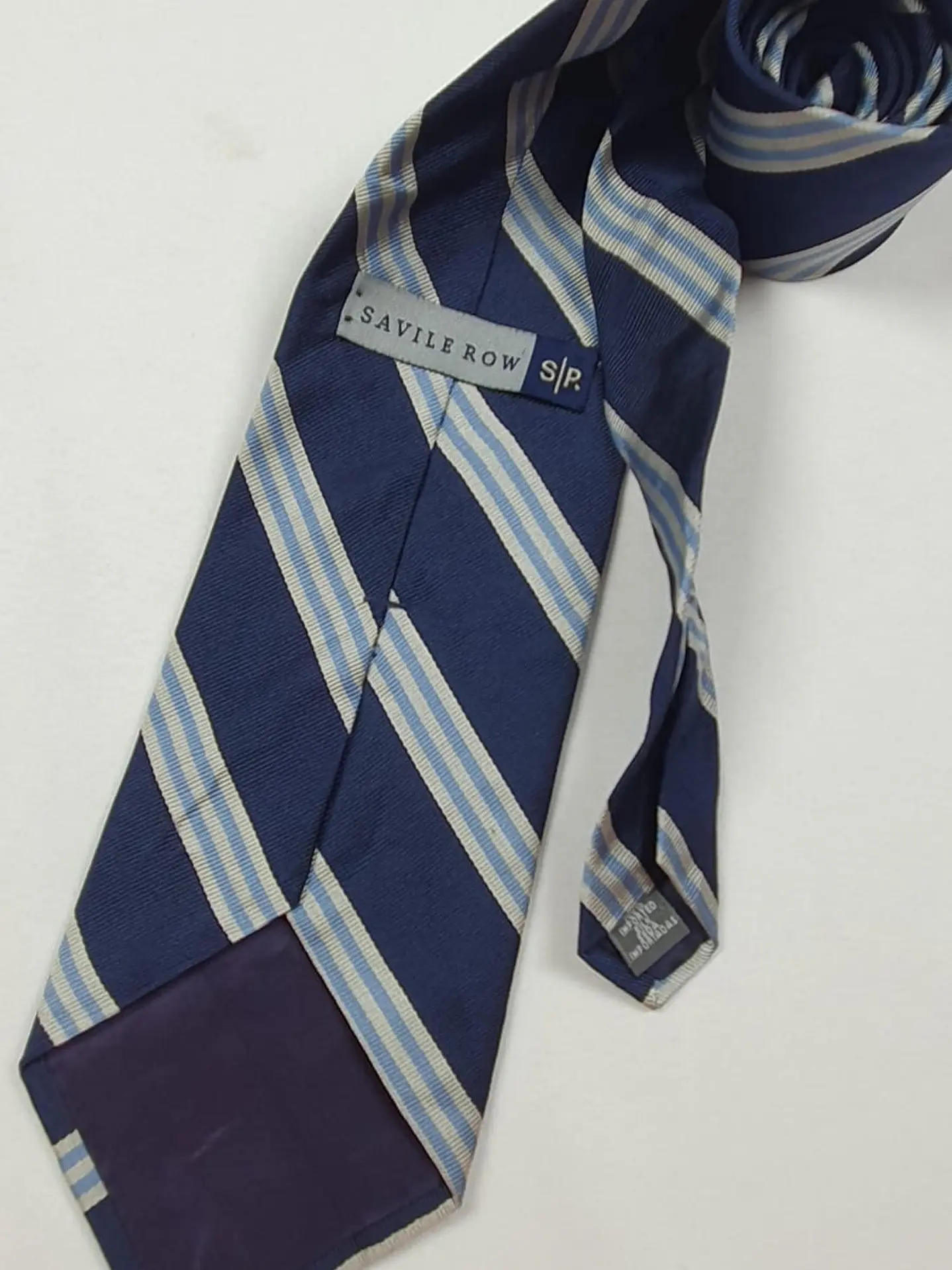 Corbata Savile Row – Rayas azul marino y celeste 2