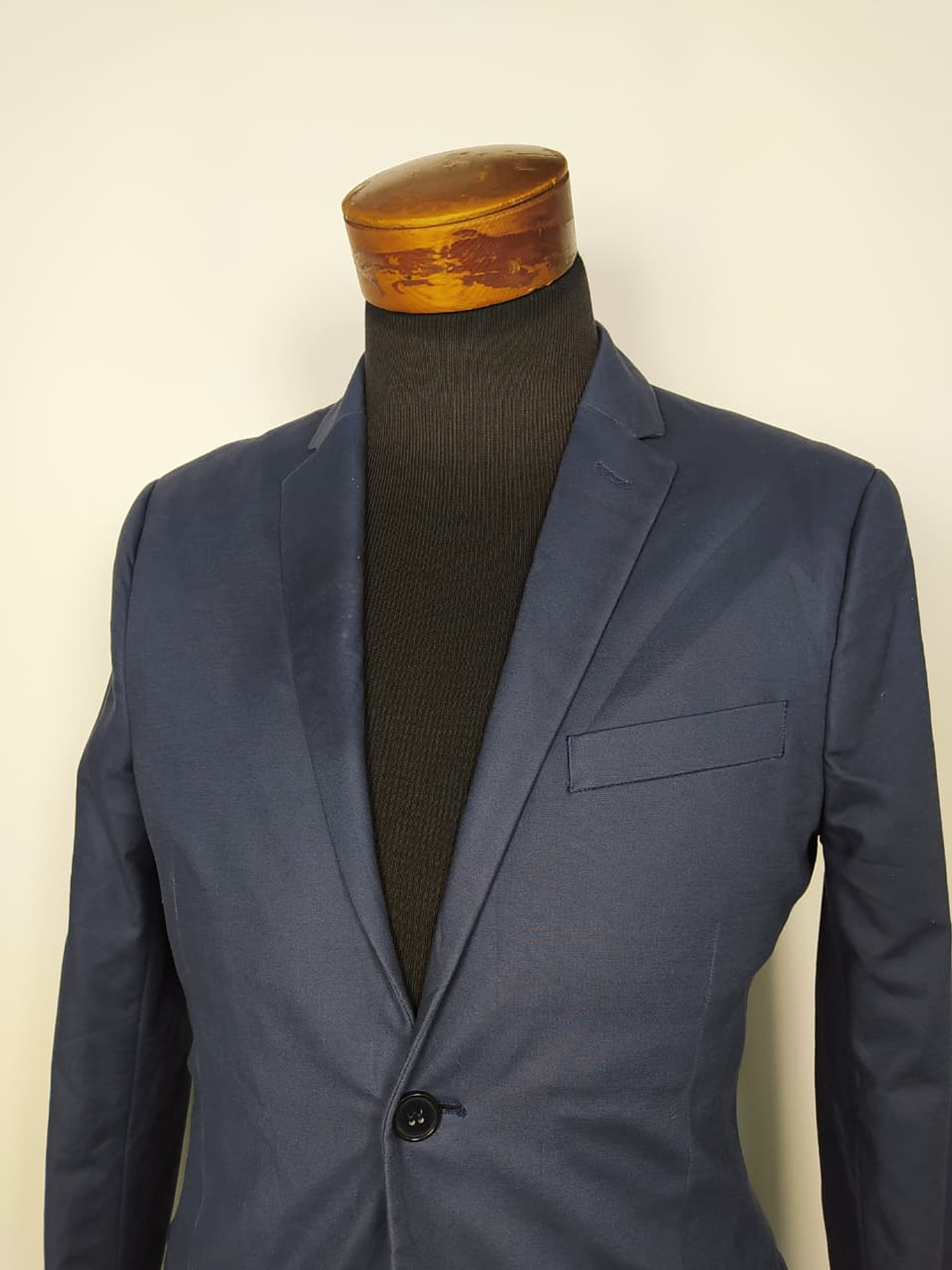Blazer H&M azul algodón slim fit TALLA S 3