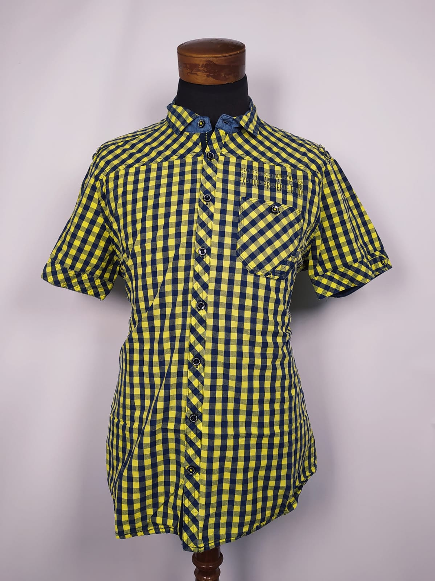 Camisa a cuadros amarilla y azul TALLA L 1